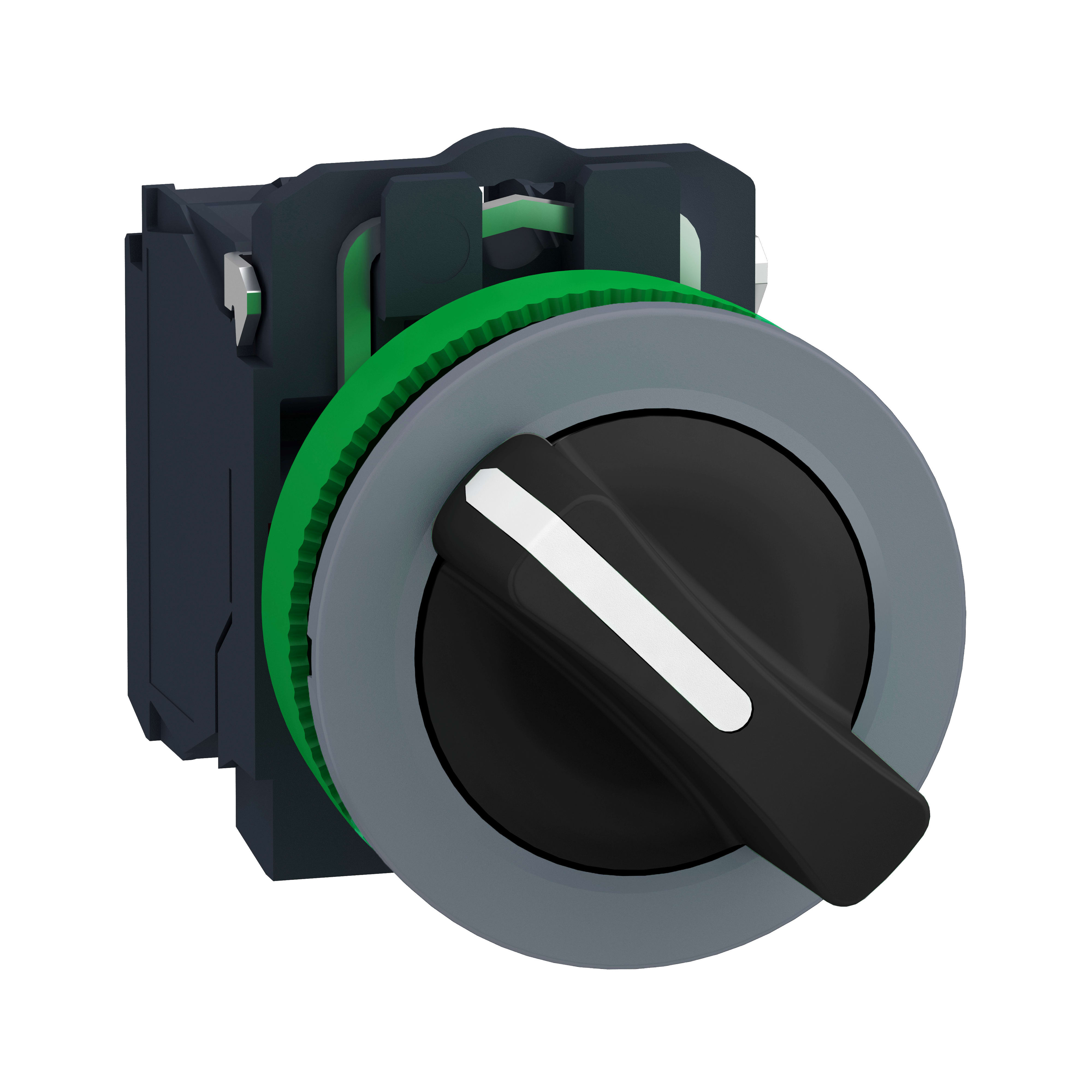SCHNEIDER ELECTRIC - Selettore, Harmony XB5, filopannello, ghiera grigia, 30mm, 2 posizioni fisse leva standard nera, NO+NC