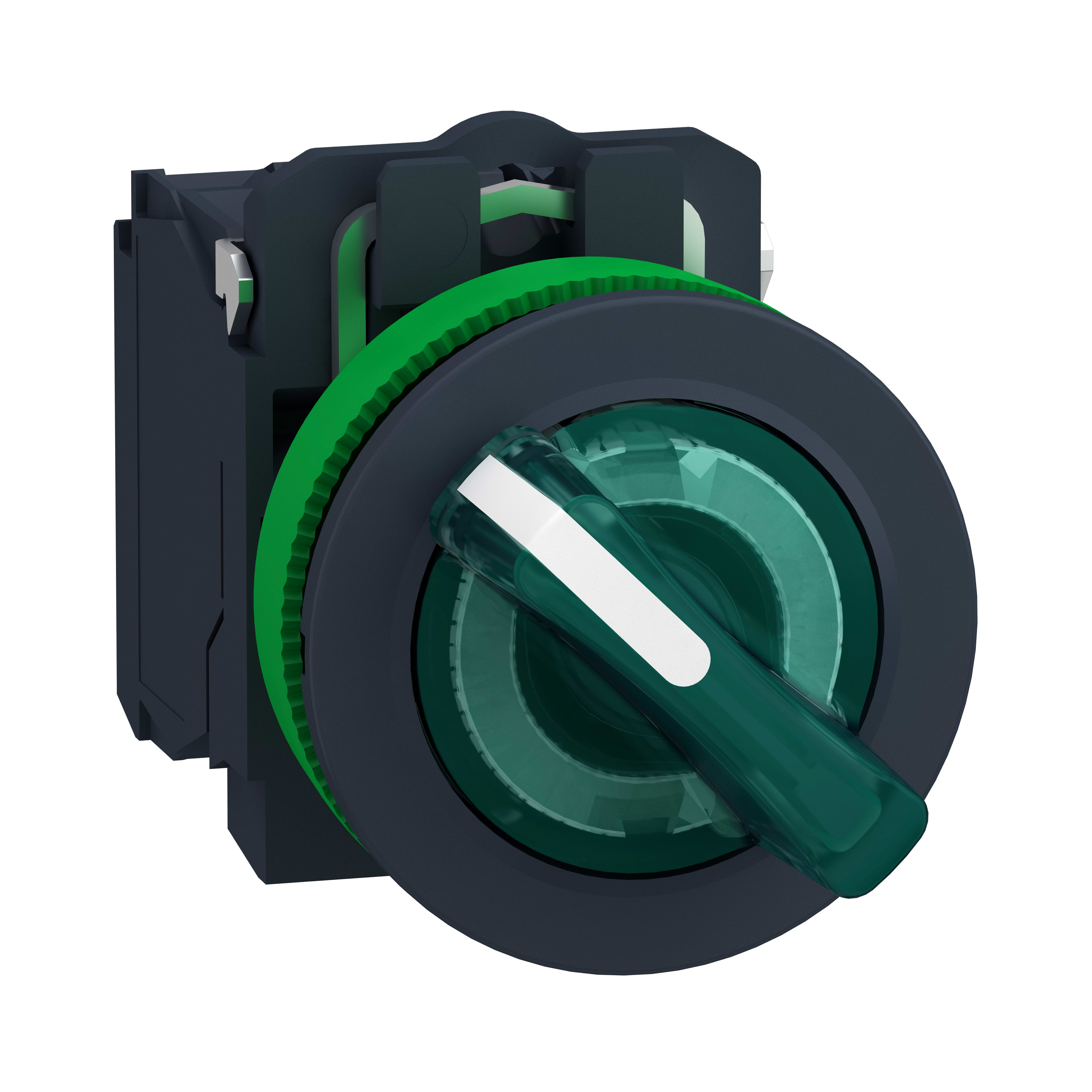 SCHNEIDER ELECTRIC - Selettore luminoso verde 2 pos.filopannello Ø30 230VAC NO+NC- LED universale
