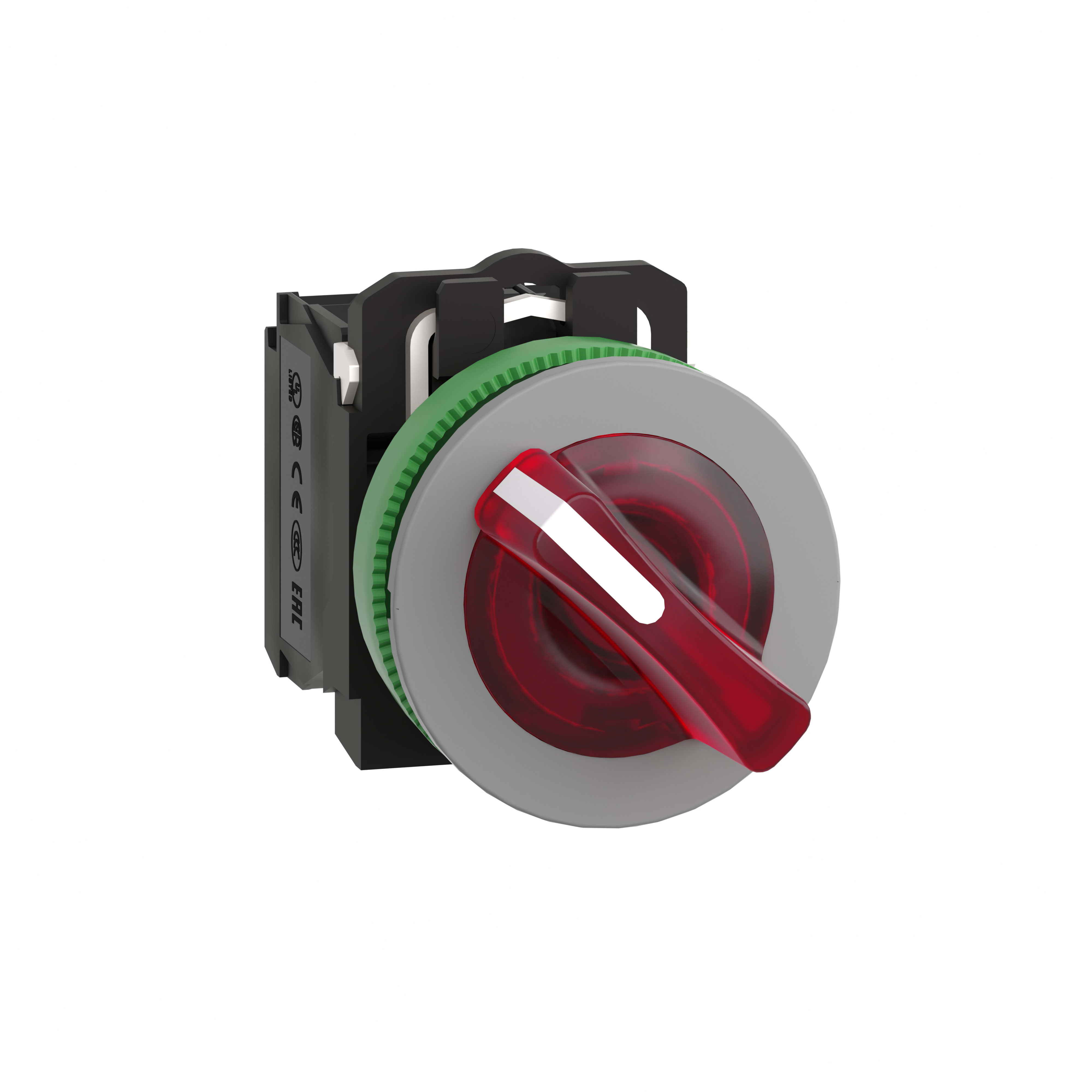 SCHNEIDER ELECTRIC - Selettore luminoso rosso 2 posizioni.- filopannello - 120Vac - ghiera grigia - Ø30 - LED universale - NO+NC