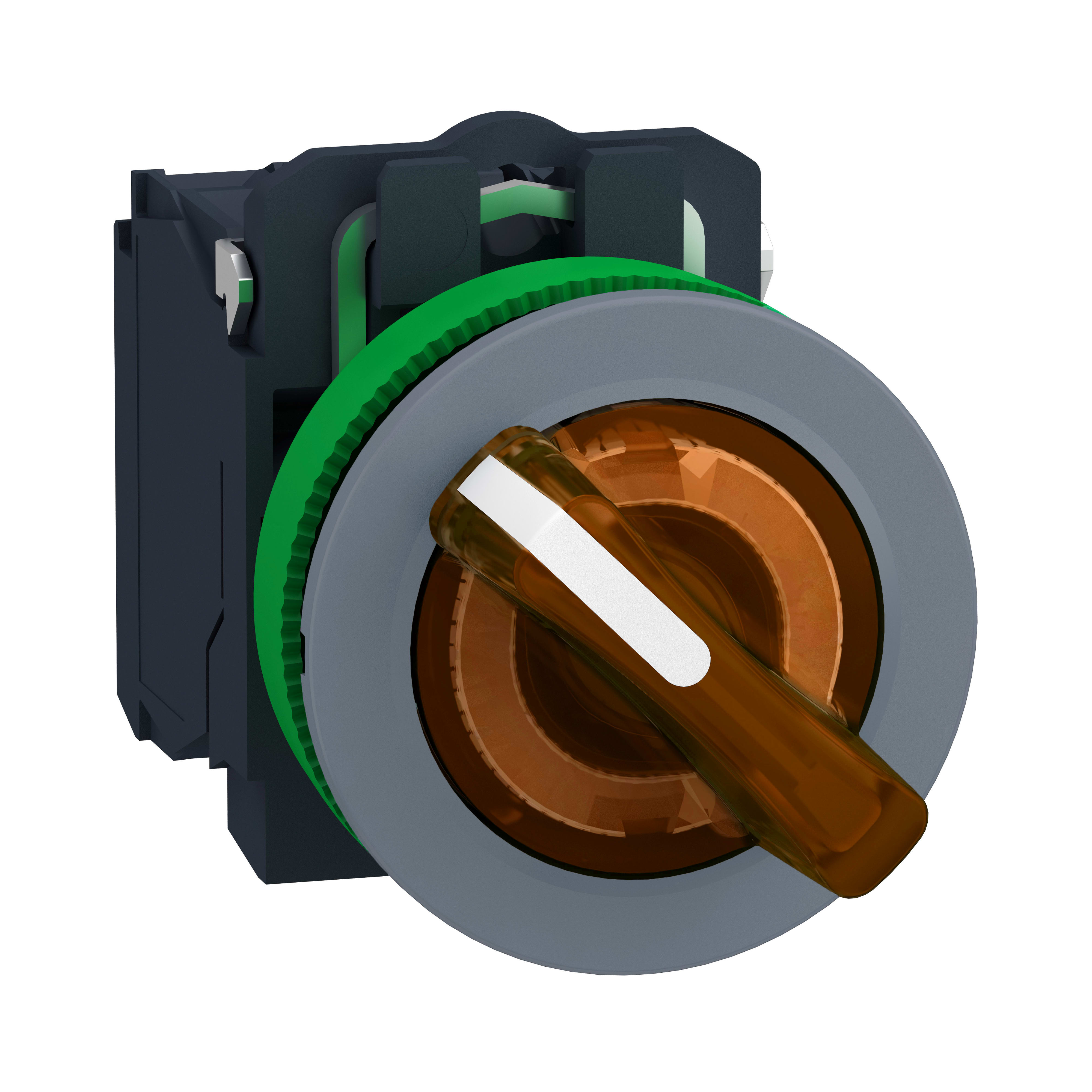 SCHNEIDER ELECTRIC - Selettore luminoso arancione 2 posizioni.- filopannello - 230Vac - ghiera grigia -Ø30 - LED universale - NO+NC XB5FK125M5C0