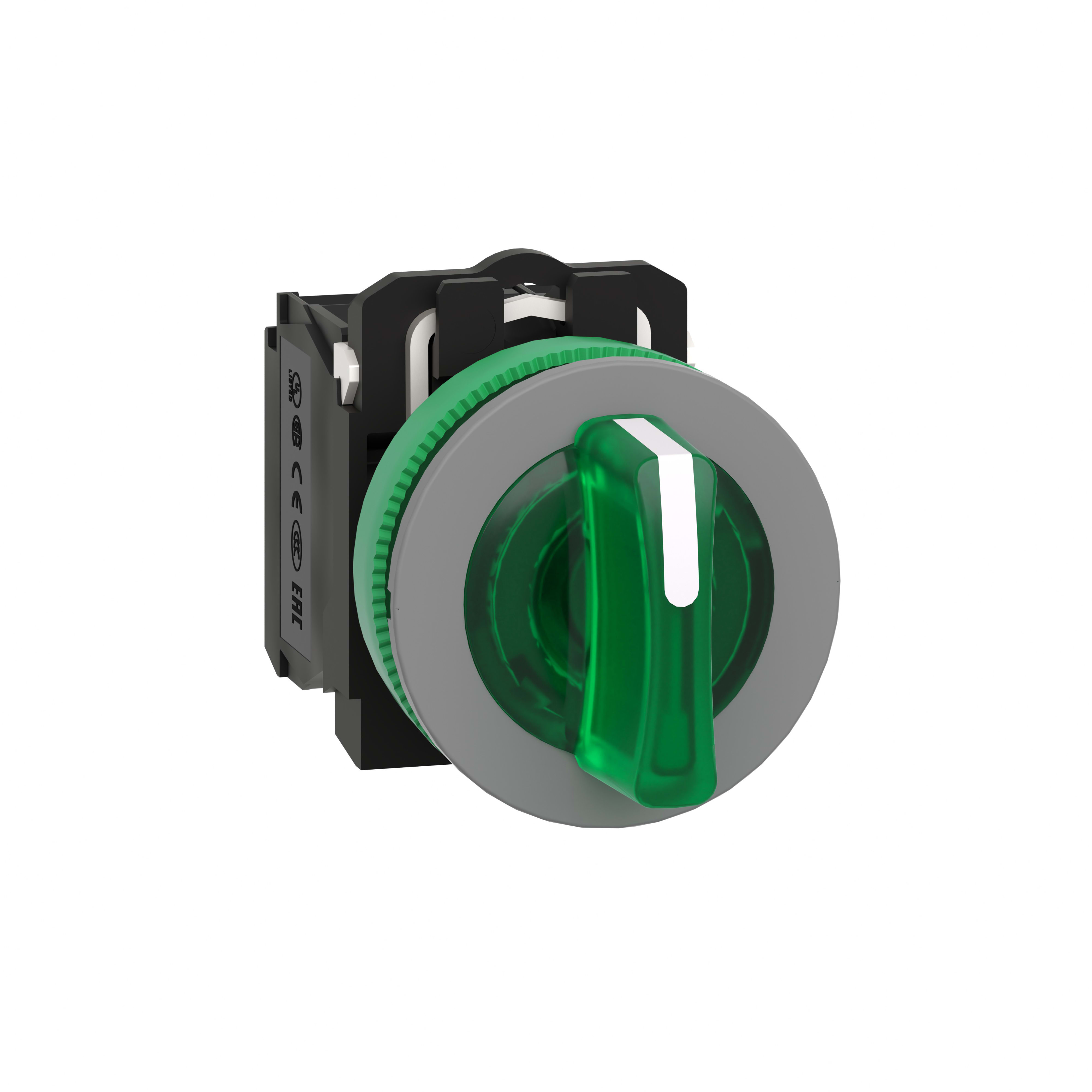 SCHNEIDER ELECTRIC - Selettore luminoso verde 3 posizioni.- filopannello - 24Vac/dc - ghiera grigia - Ø30 - LED universale - NO+NC XB5FK133B5C0