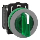 SCHNEIDER ELECTRIC - Selettore luminoso verde 3 posizioni.- filopannello - 120Vac - ghiera grigia - Ø30 - LED universale - NO+NC