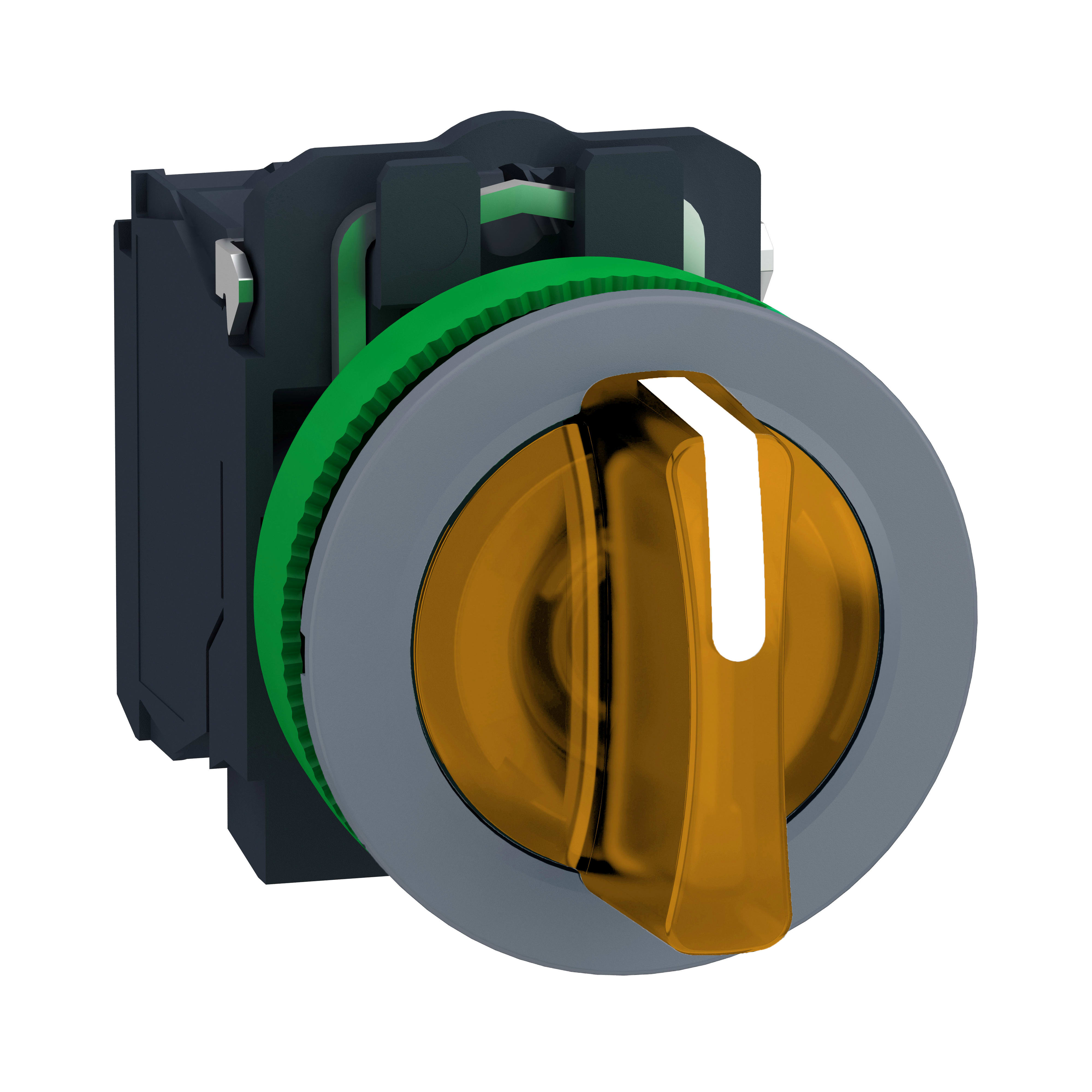 SCHNEIDER ELECTRIC - Selettore luminoso arancione 3 posizioni.- filopannello - 120Vac -  ghiera grigia -Ø30 - LED universale - NO+NC