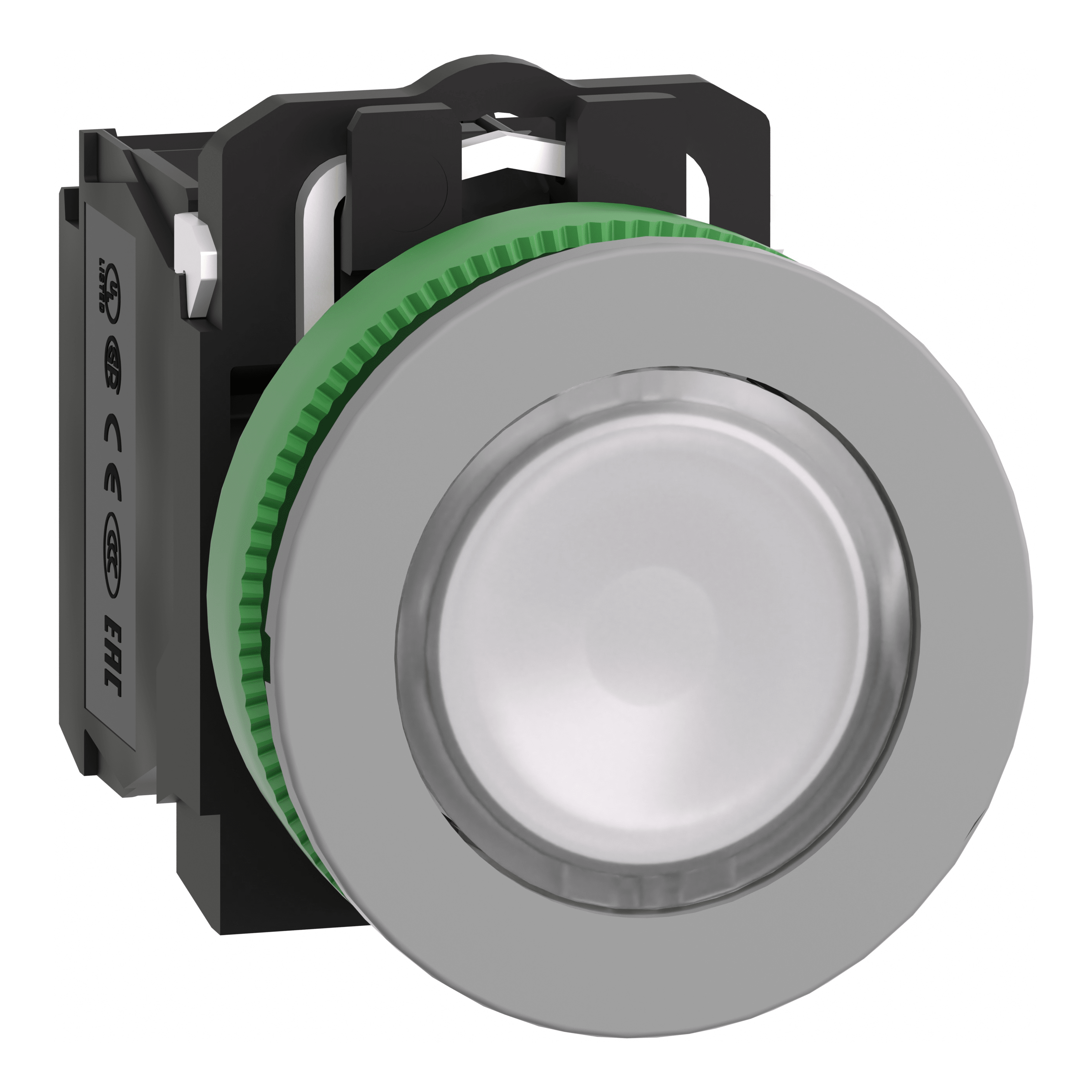 SCHNEIDER ELECTRIC - Pulsante luminoso bianco 120Vac NO+NC filopannello grigio - Ø30 - LED universale