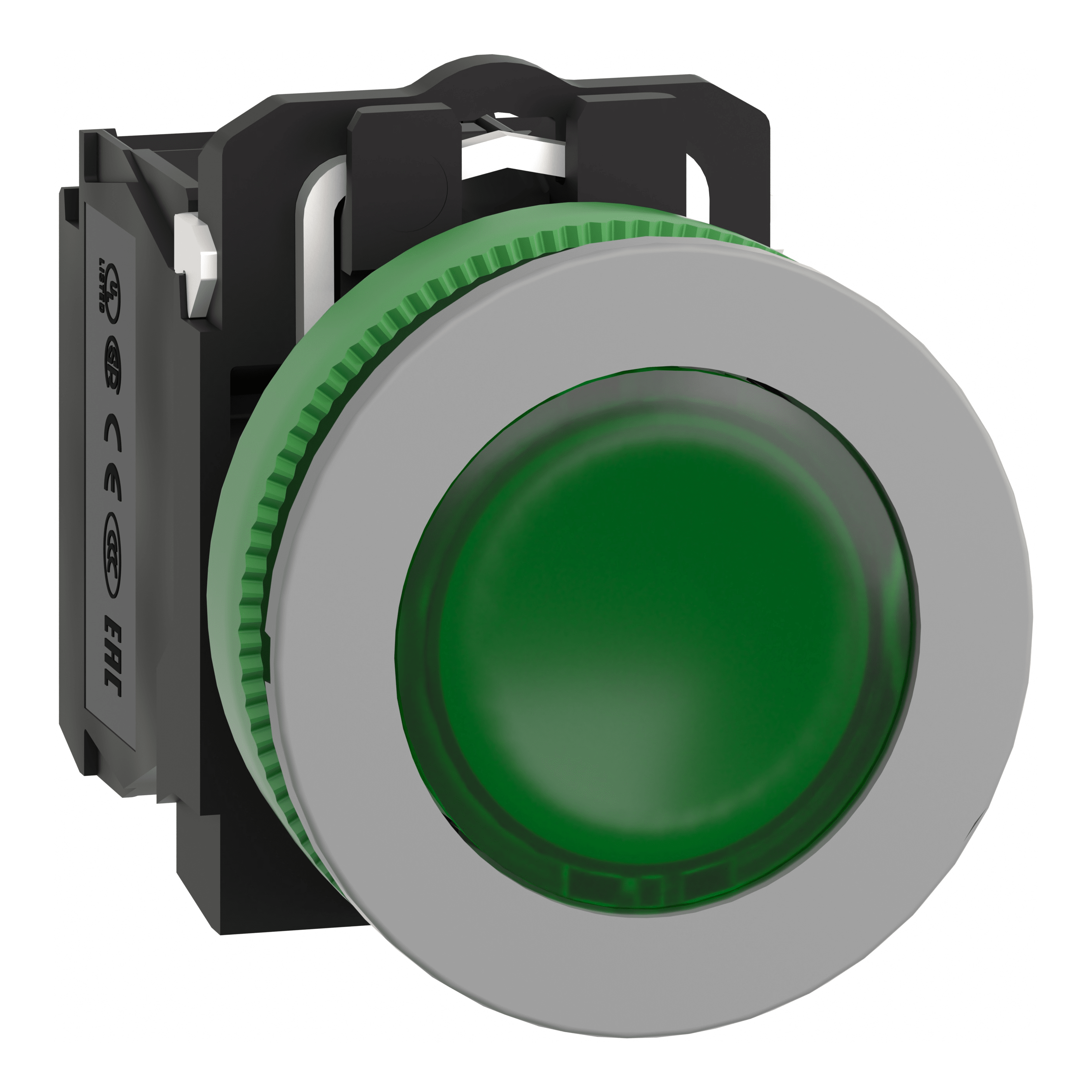 SCHNEIDER ELECTRIC - Pulsante luminoso verde 24Vac/dc NO+NC filopannello grigio - Ø30 - LED universale