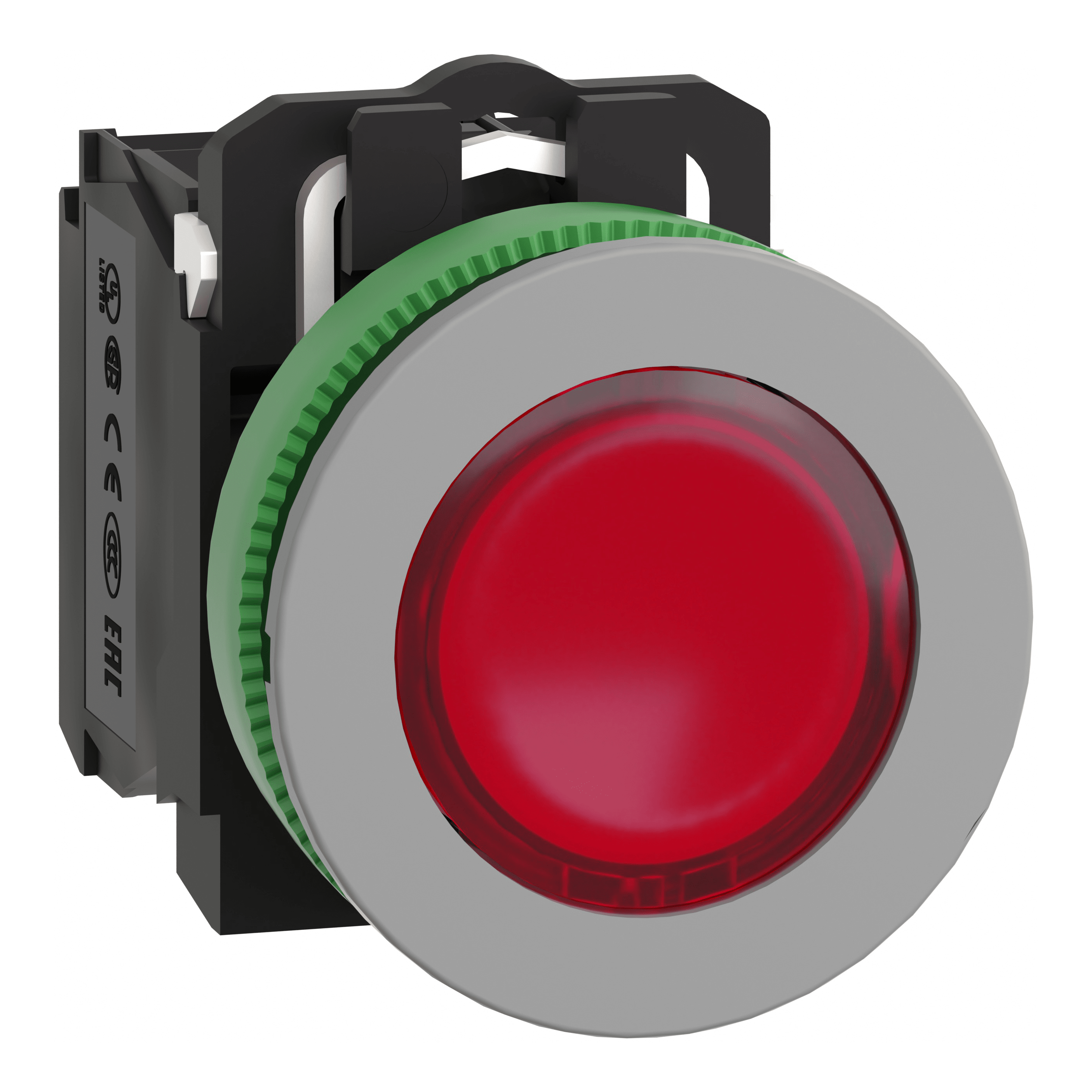 SCHNEIDER ELECTRIC - Pulsante luminoso rosso 24Vac/dc NO+NC filopannello grigio - Ø30 - LED universale