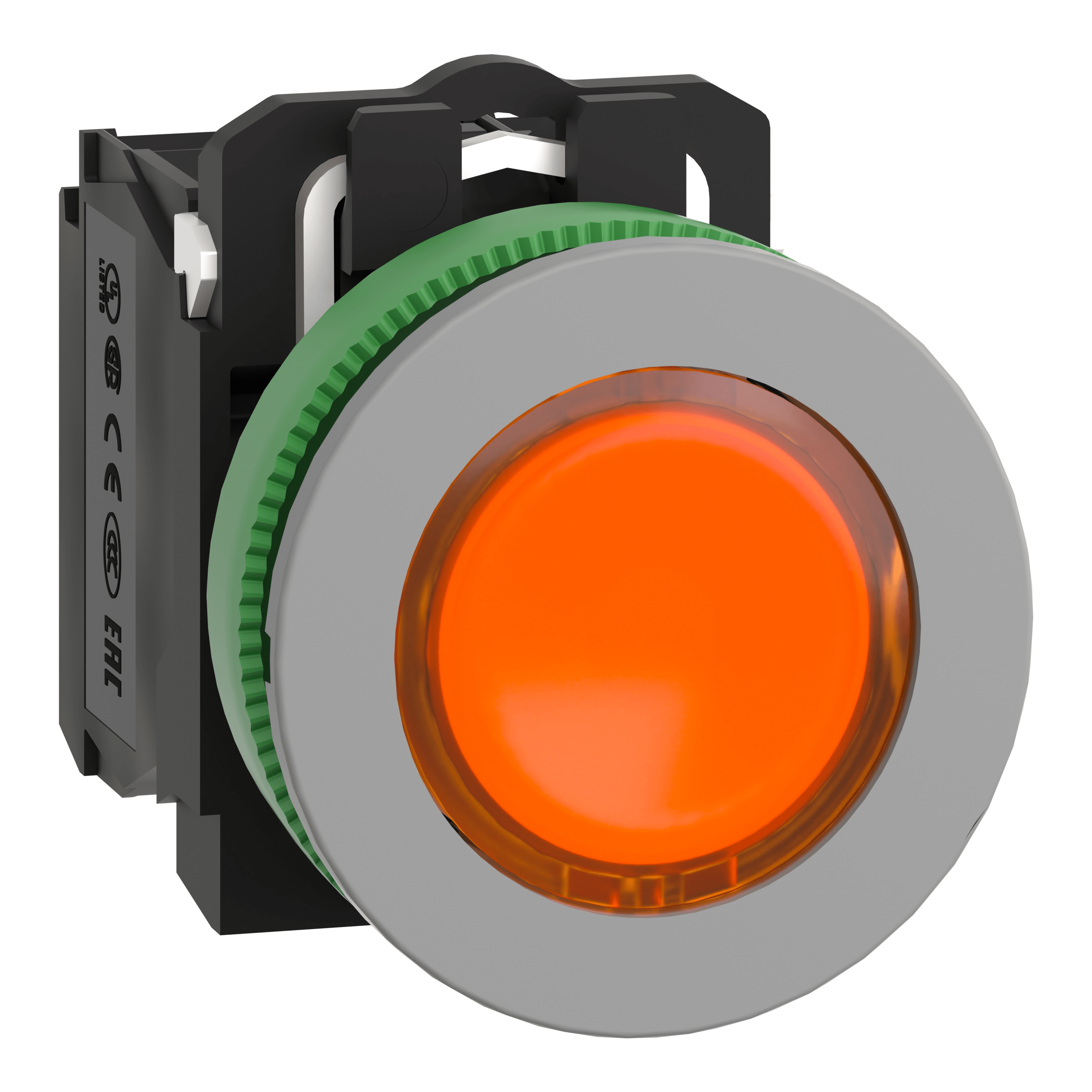 SCHNEIDER ELECTRIC - Pulsante luminoso aranc. 24Vac/dc NO+NC filopannello grigio - Ø30 - LED universale