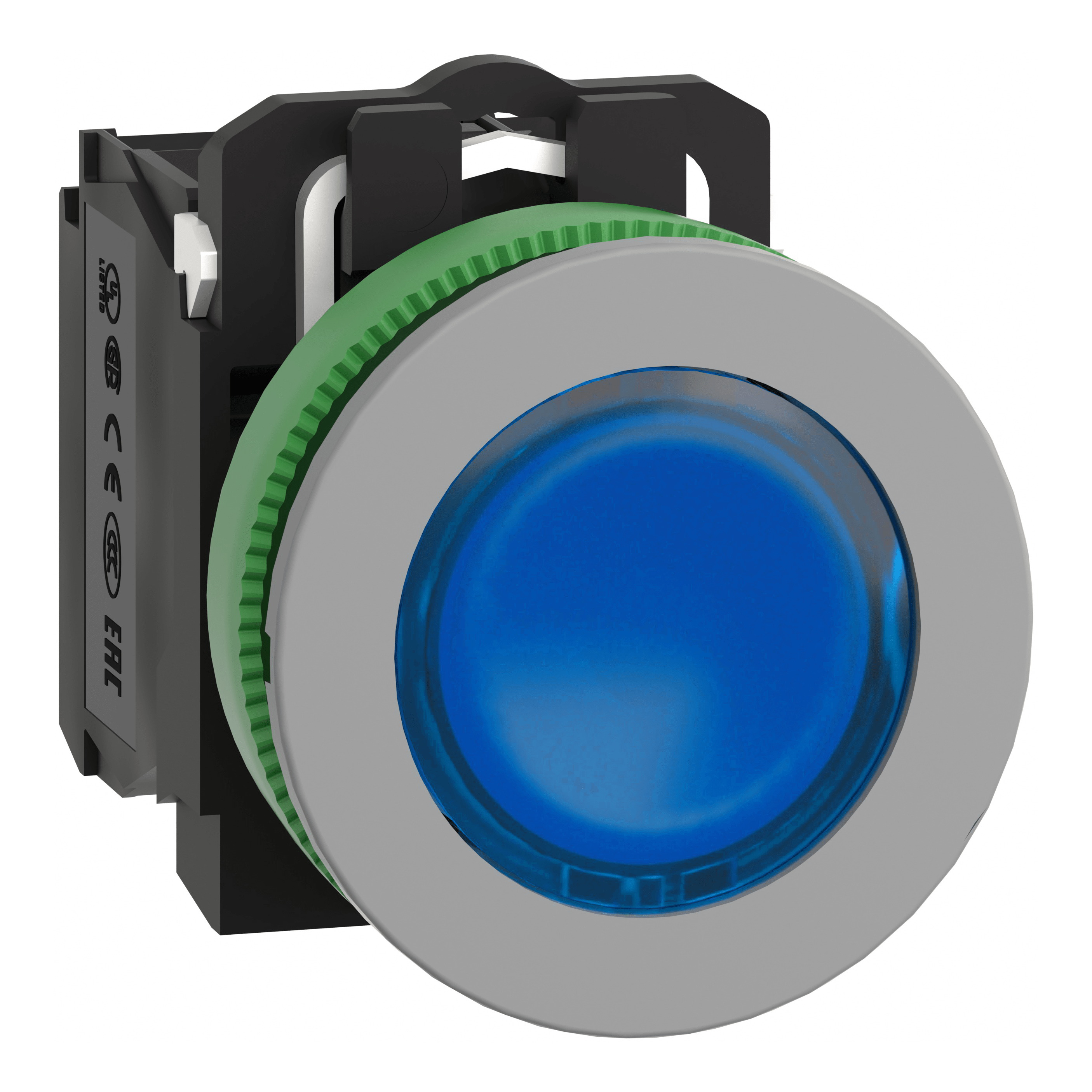 SCHNEIDER ELECTRIC - Pulsante luminoso blu 24Vac/dc NO+NC filopannello grigio - Ø30 - LED universale