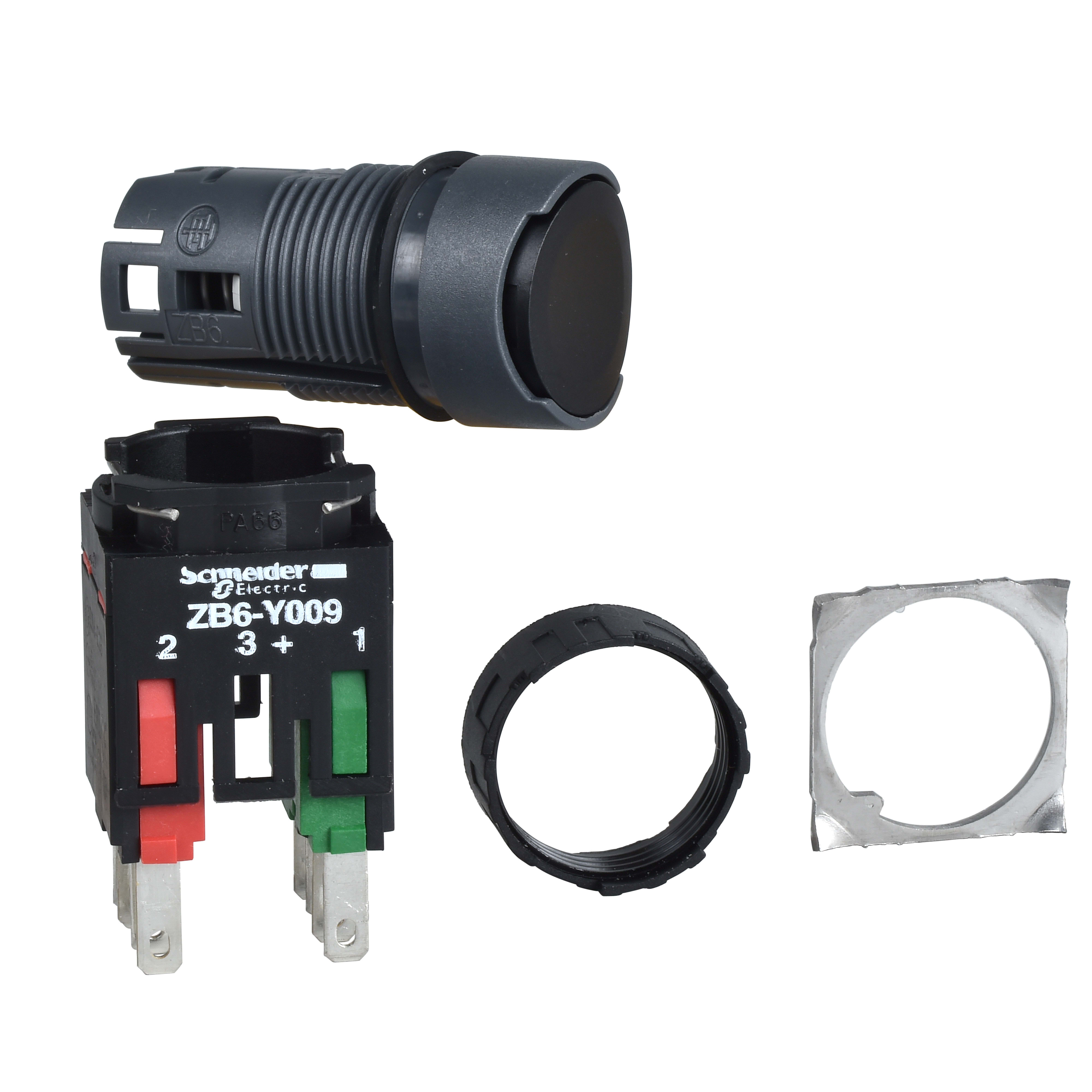 SCHNEIDER ELECTRIC - Pulsante nero Ø16 - filoghiera ad impulso - 1NO+1NC