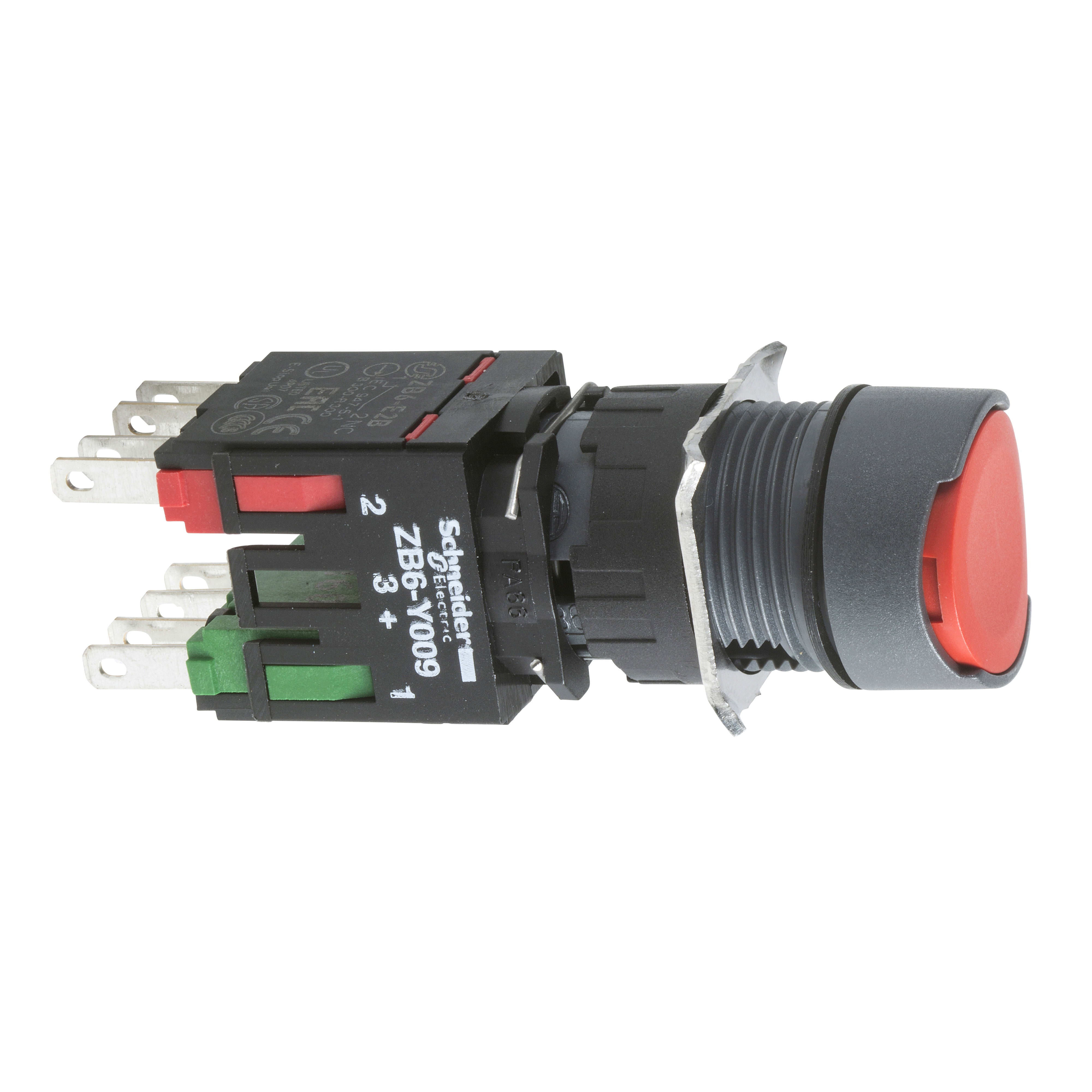 SCHNEIDER ELECTRIC - Pulsante rosso Ø16 - filoghiera ad impulso - 1NO+1NC
