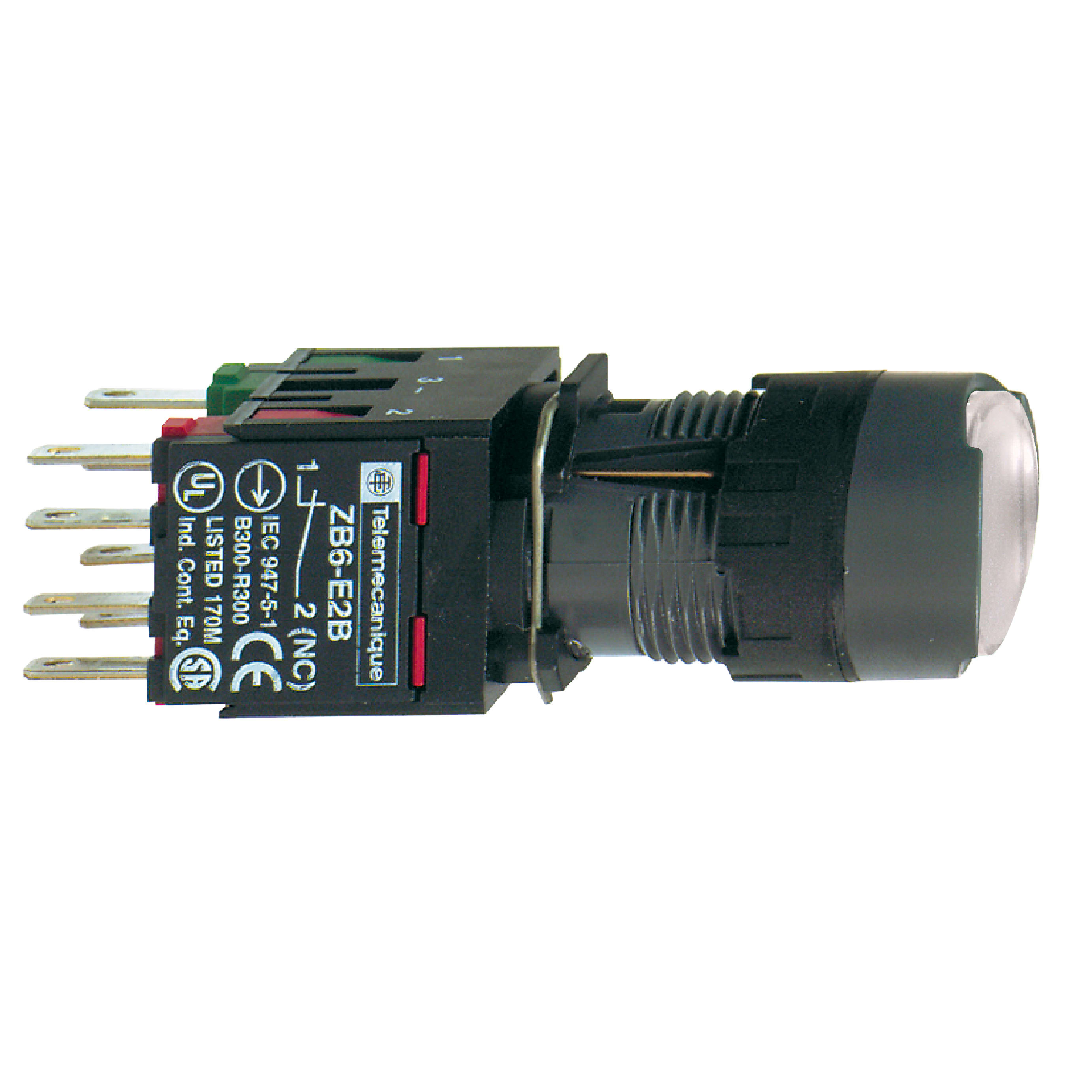 SCHNEIDER ELECTRIC - Pulsante luminoso bianco Ø16 - rotondo ad aggancio - 12-24V - 1NO+1NC