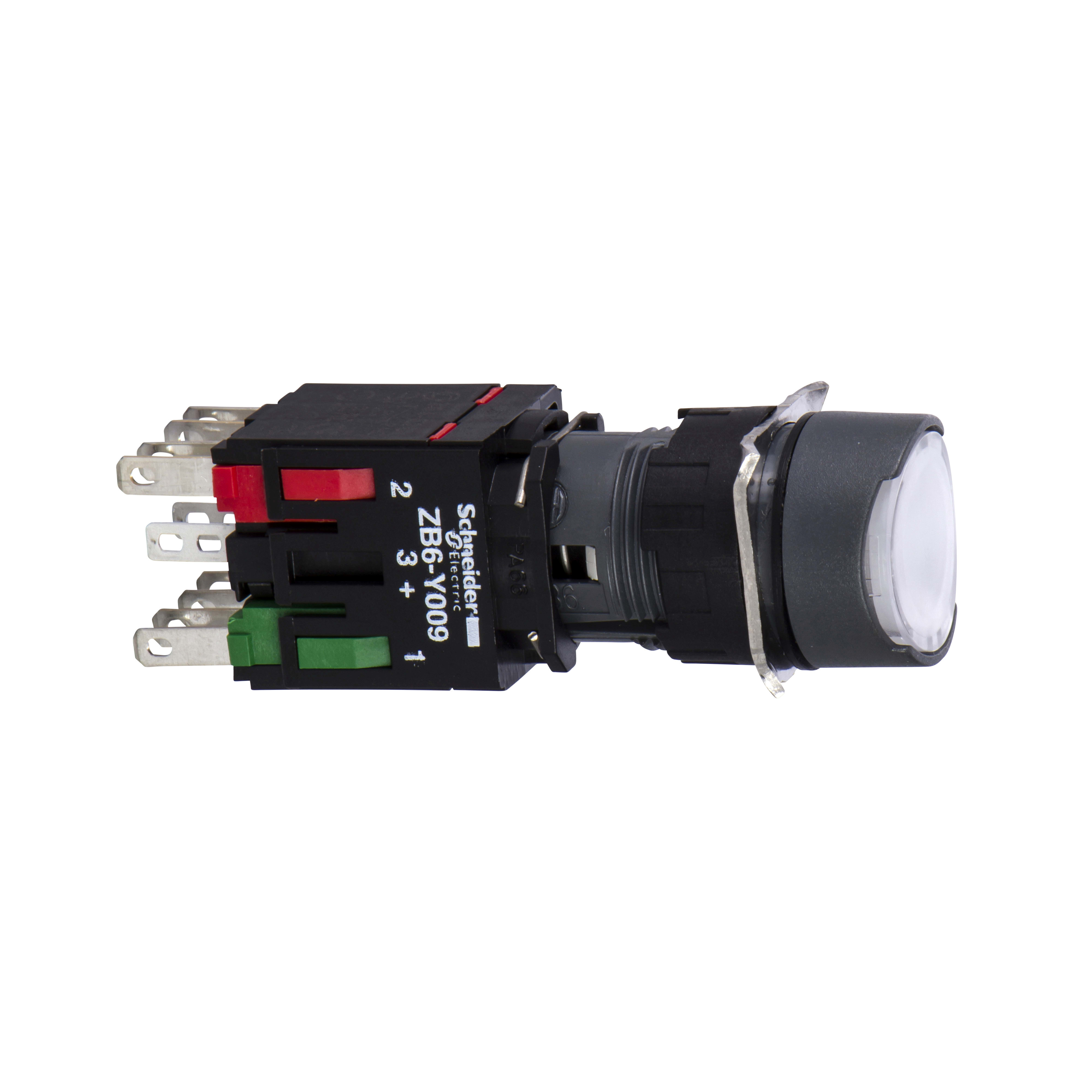 SCHNEIDER ELECTRIC - Pulsante luminoso bianco Ø16 - filoghiera ad impulso - 24V - 1NO+1NC
