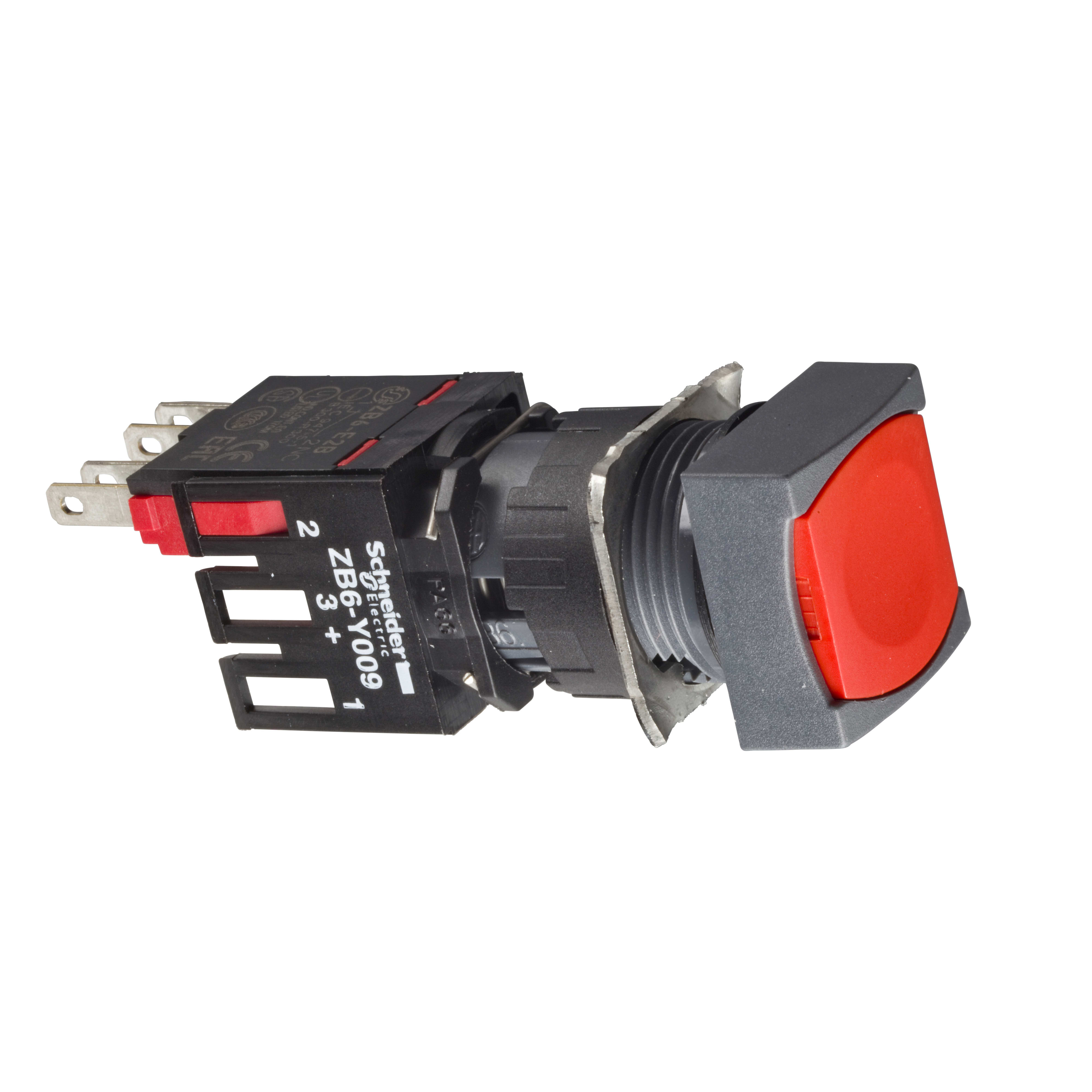 SCHNEIDER ELECTRIC - Pulsante rosso Ø16 - filoghiera con ritorno - 1NO+1NC