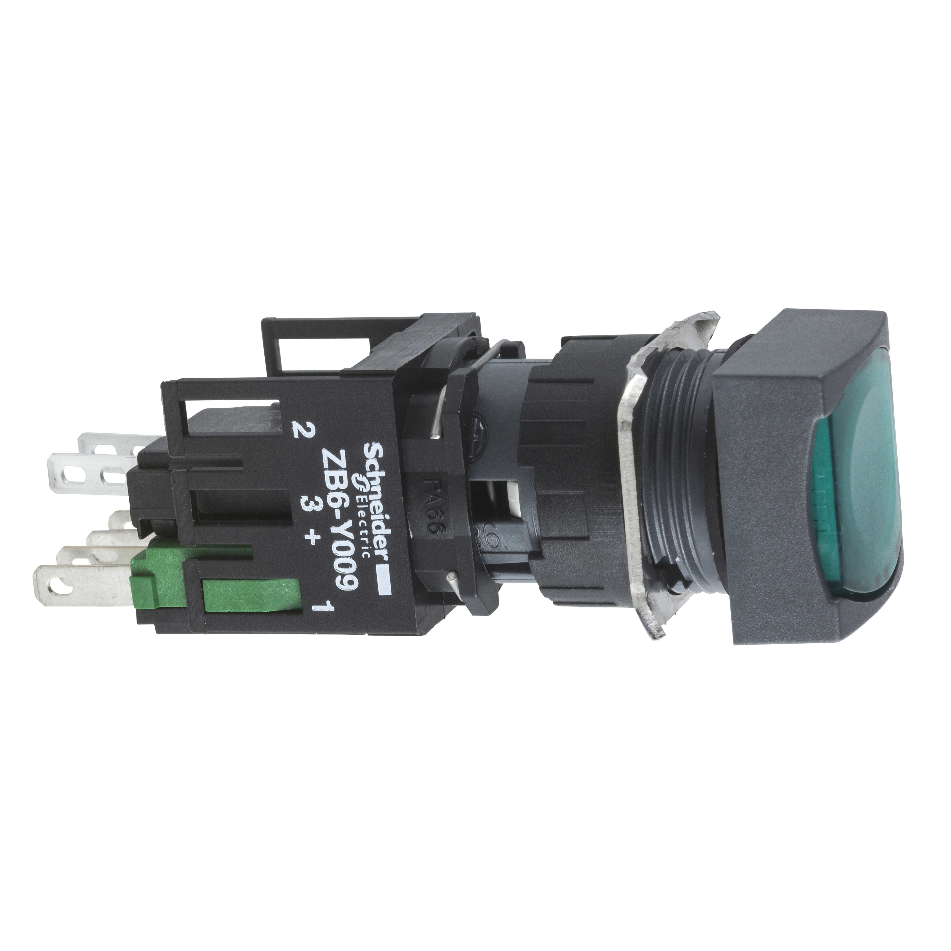 SCHNEIDER ELECTRIC - Pulsante luminoso verde Ø16 - filoghiera ad impulso - 24V - 1NO+1NC