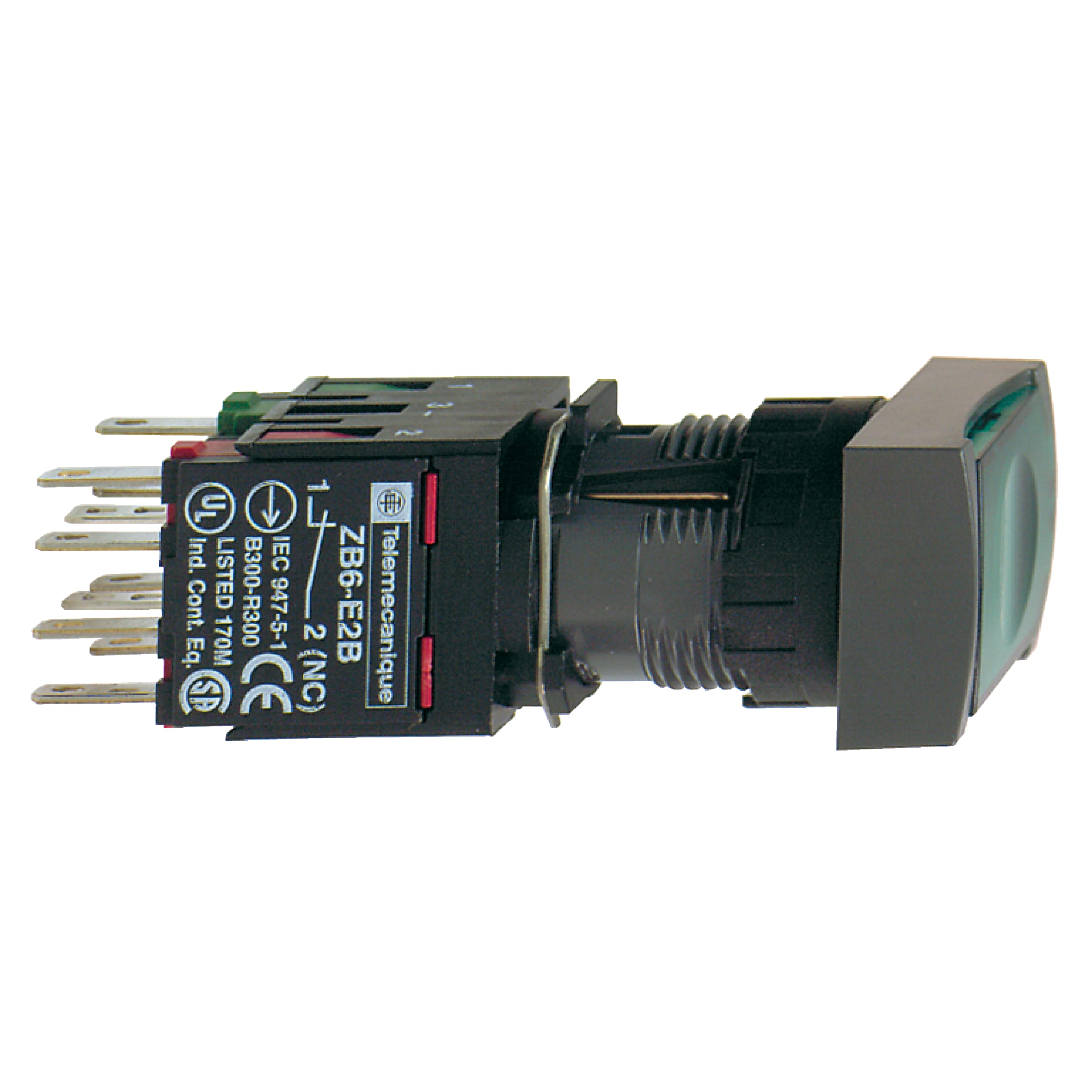 SCHNEIDER ELECTRIC - Pulsante luminoso verde Ø16 - filoghiera ad impulso - 24V - 1NO+1NC
