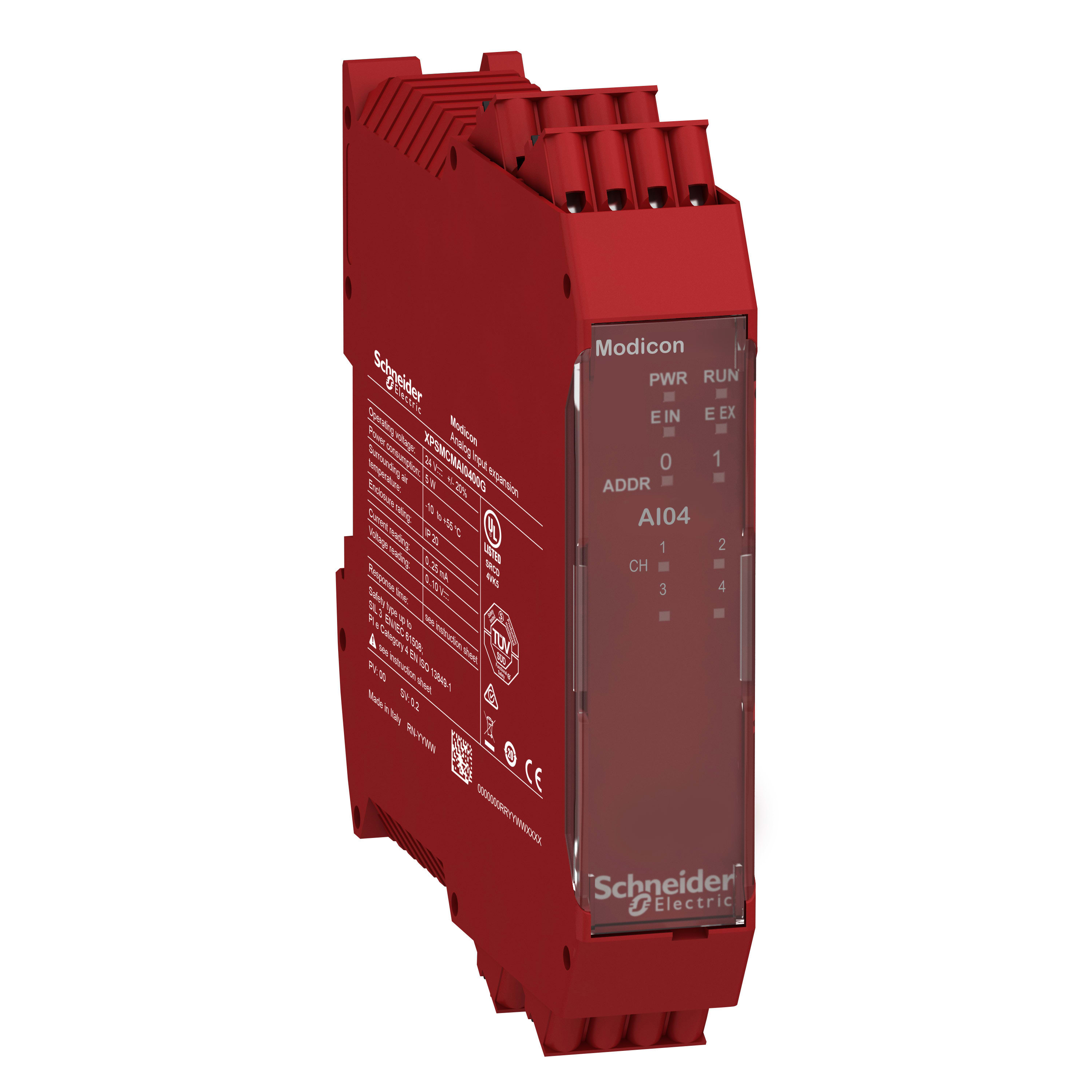 SCHNEIDER ELECTRIC - Modulo espansione di sicurezza, Modicon XPSMCM, 4 ingressi analogici, morsetti a molla