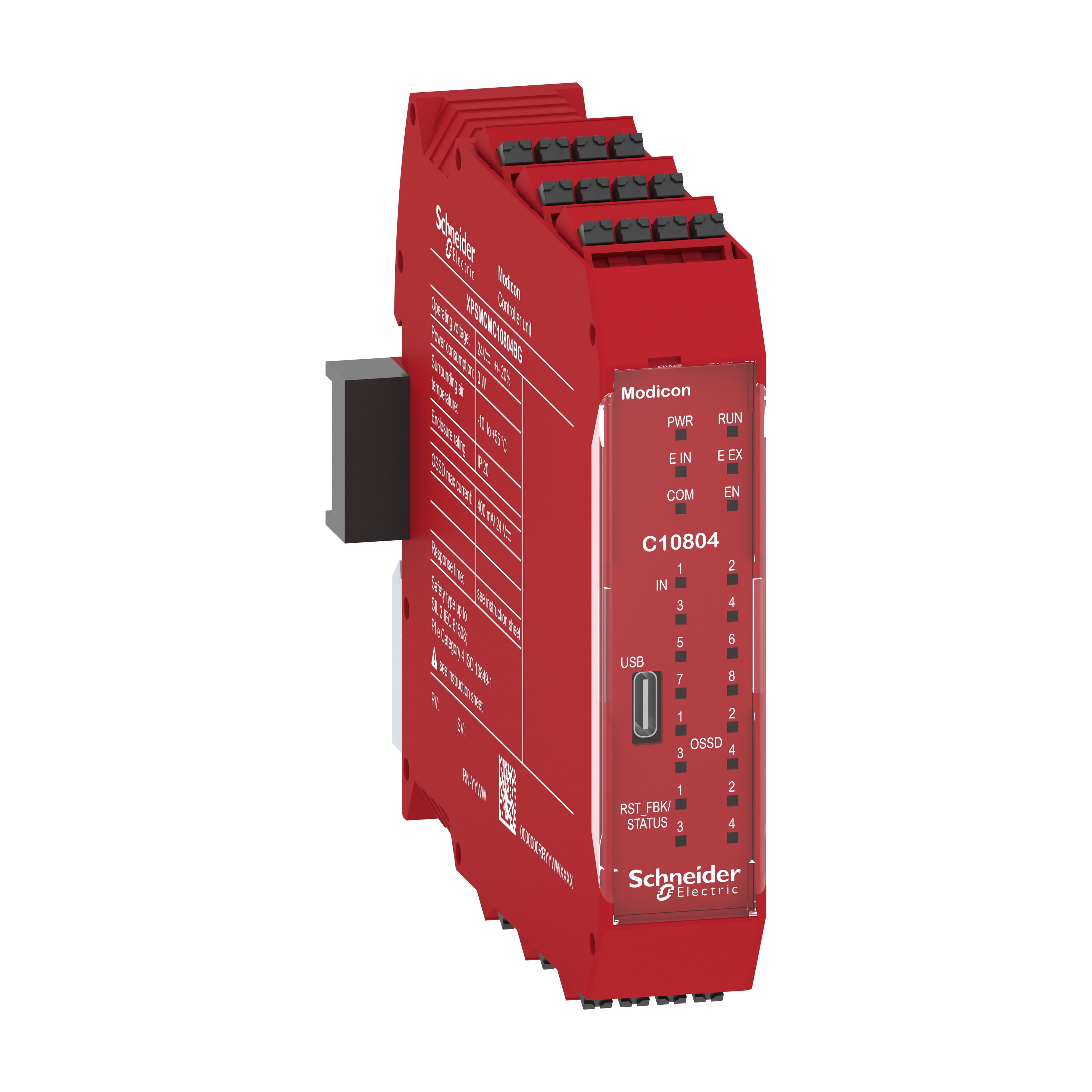 SCHNEIDER ELECTRIC - CPU di sicurezza, Modicon XPSMCM, 8 ingressi + 4 uscite digitali a singolo canale SIL3, morsetti a molla