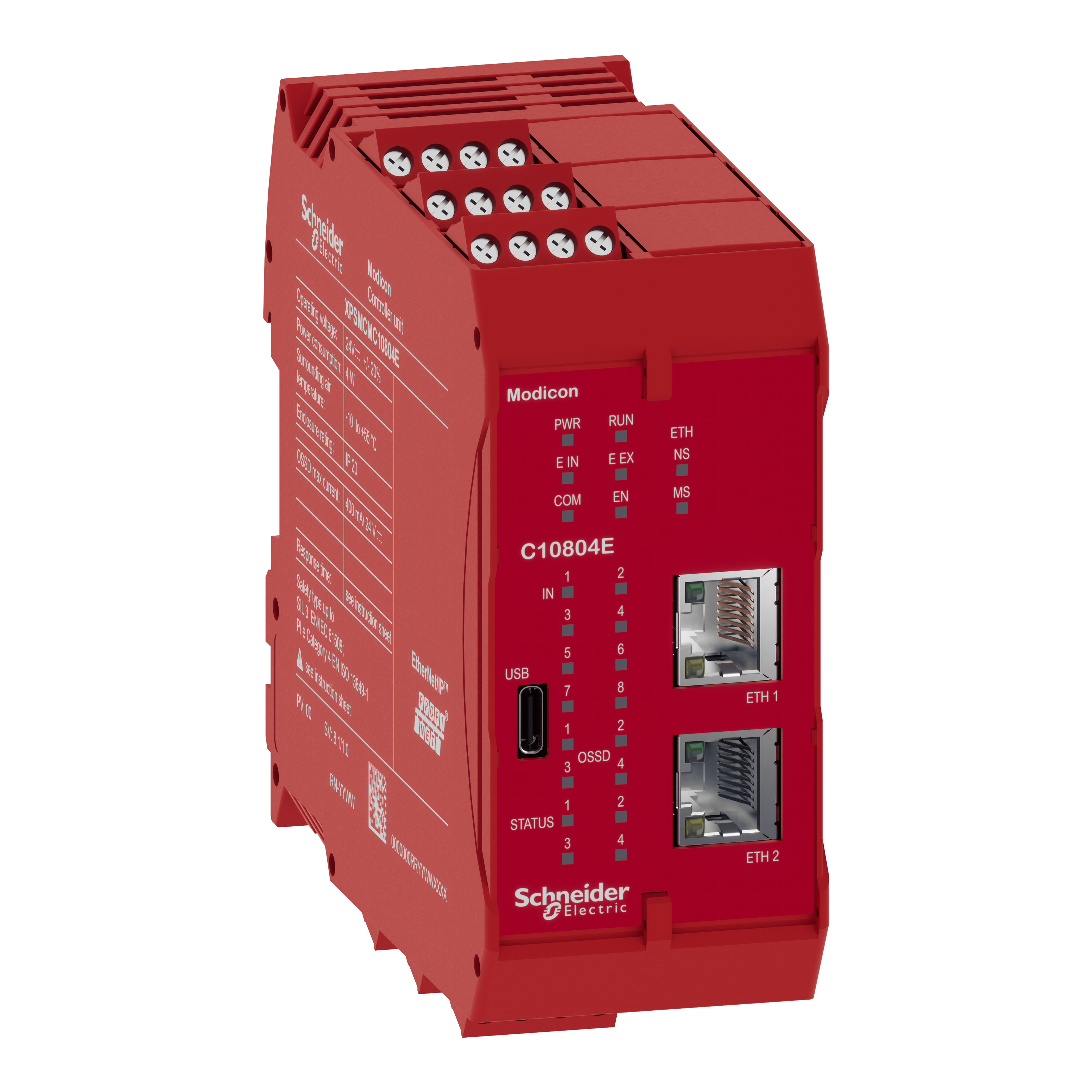 SCHNEIDER ELECTRIC - Controllore di sicurezza con comunicazione integrata, Modicon MCM, 8 ingressi, 4 uscite, monitoraggio, moduli di espansione, vite