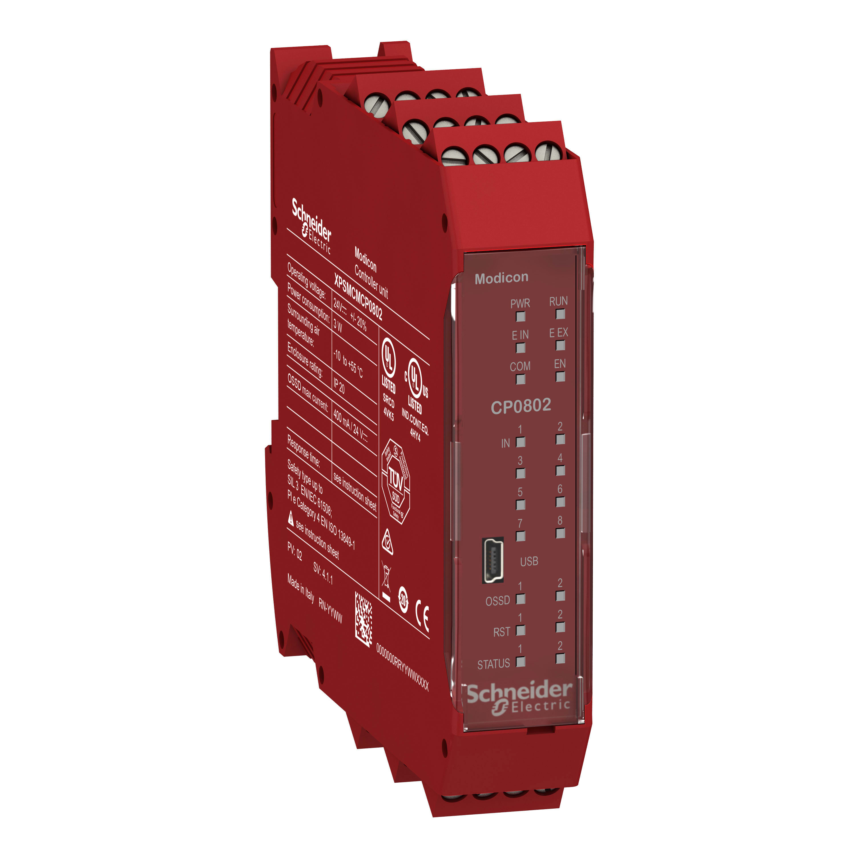 SCHNEIDER ELECTRIC - CPU di sicurezza Modicon XPSMCM, 8 ingressi + 2 uscite digitali a doppio canale SIL3 morsetti a vite