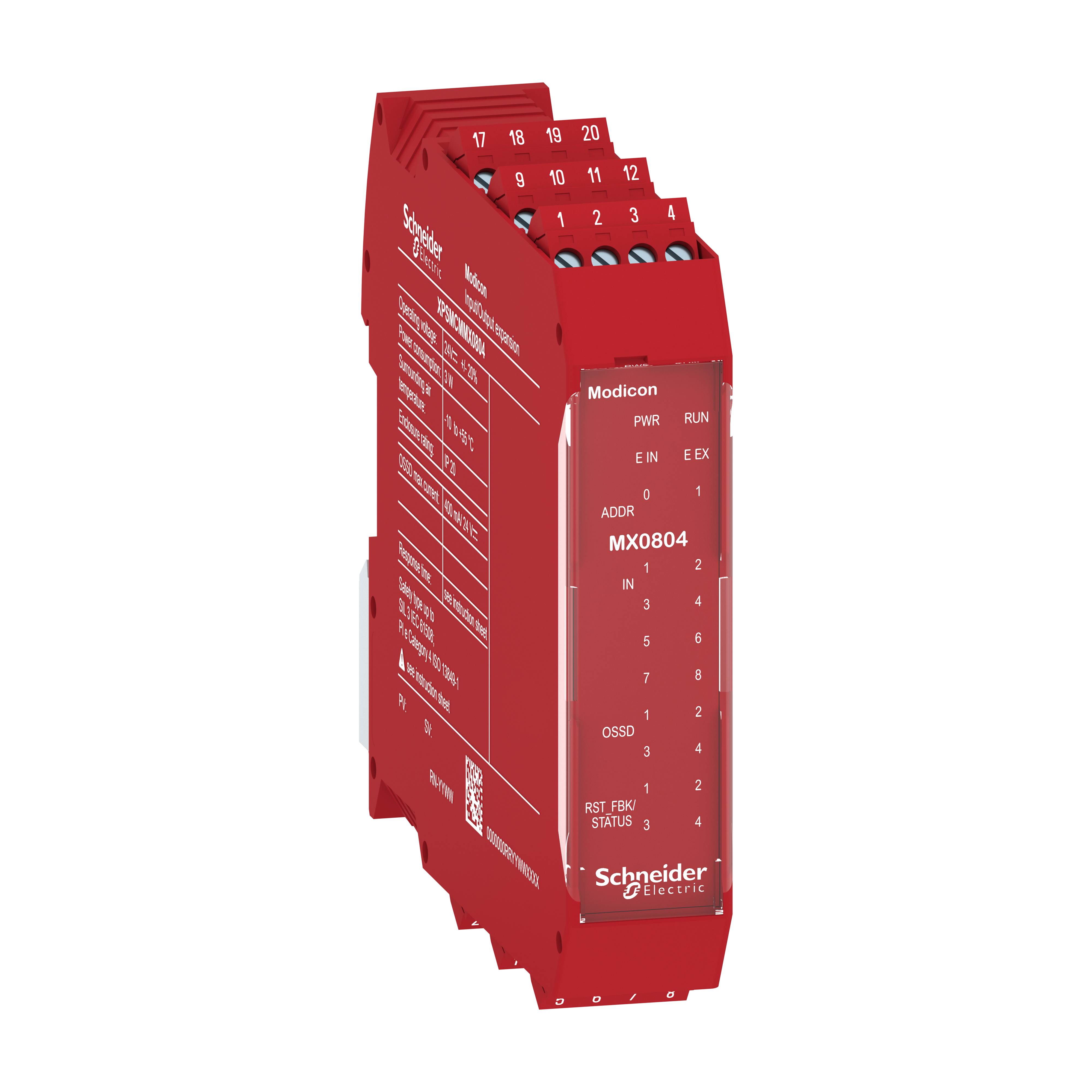 SCHNEIDER ELECTRIC - Modulo espansione di sicurezza, Modicon XPSMCM, 8 ingressi + 4 uscite digitali a singolo canale SIL3, morsetti a vite