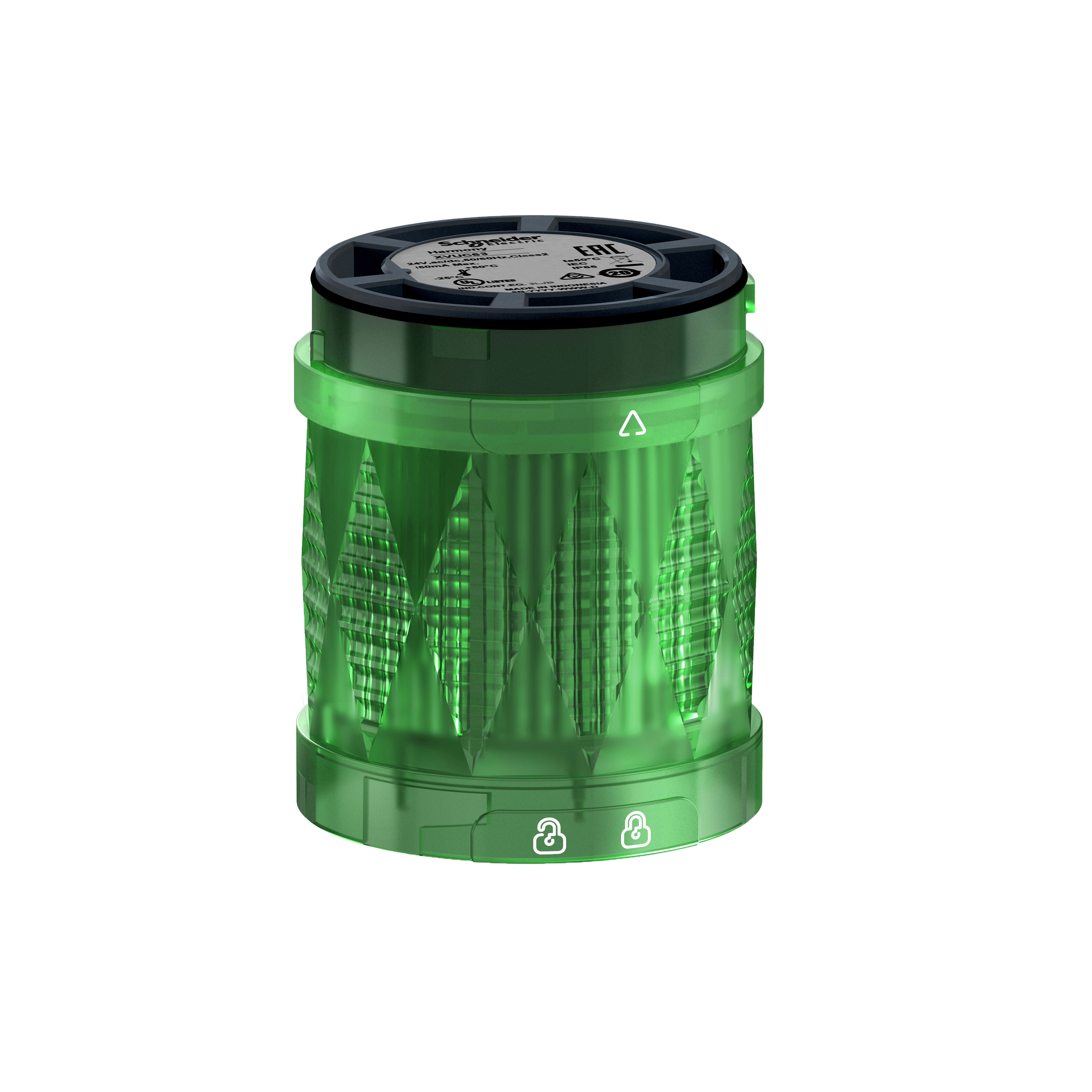 SCHNEIDER ELECTRIC - Colonna luminosa modulare modulare Harmony XVU, elemento LED verde, 60mm, high flash, IP65, 24V AC DC