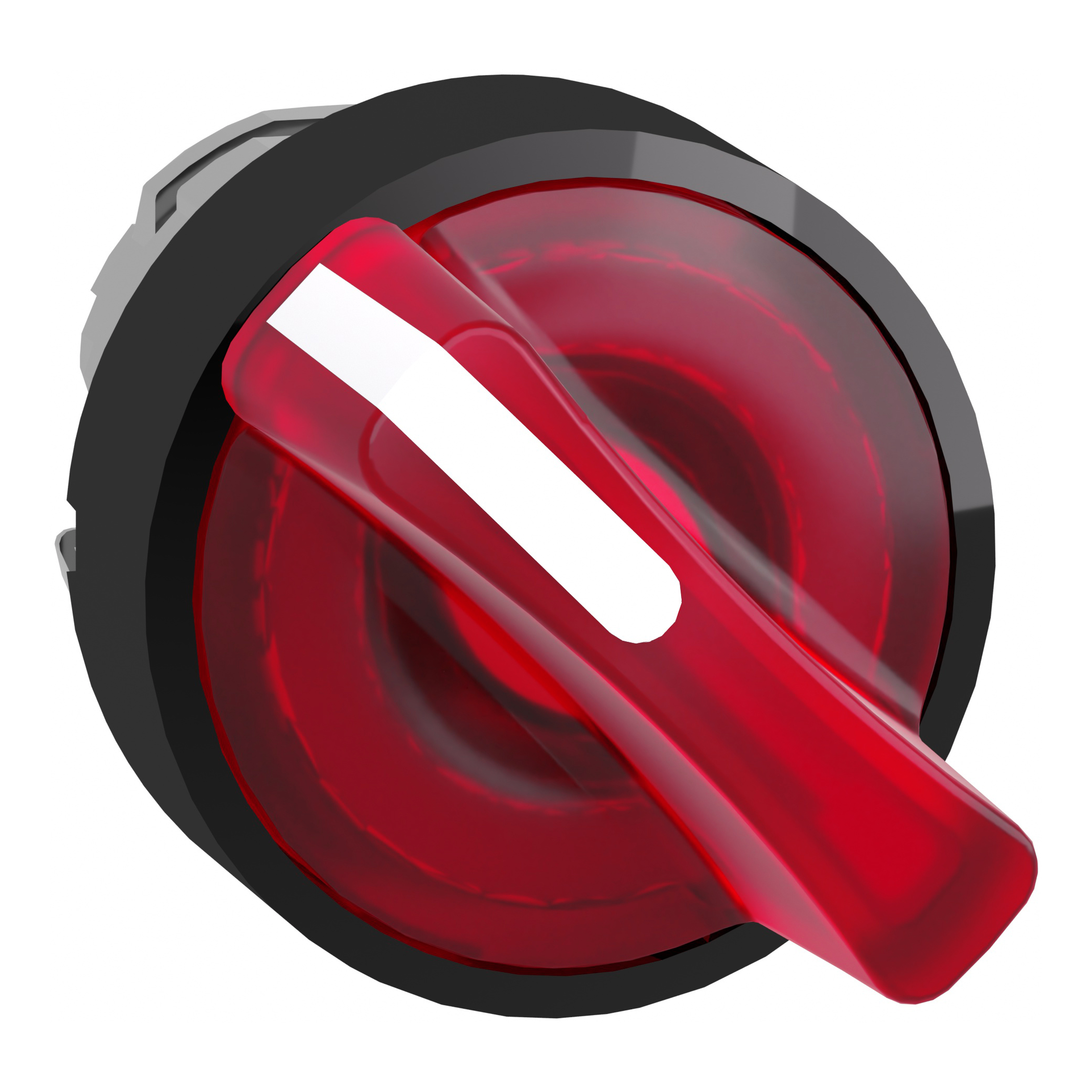 SCHNEIDER ELECTRIC - Testa selettore luminoso -Harmony XB4, 2 posizioni Ø22 - rosso- per LED universale - ghiera nera, metallo ZB4BK12437