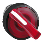 SCHNEIDER ELECTRIC - Testa selettore luminoso -Harmony XB4, 2 posizioni Ø22 - rosso- per LED universale - ghiera nera, metallo ZB4BK12437