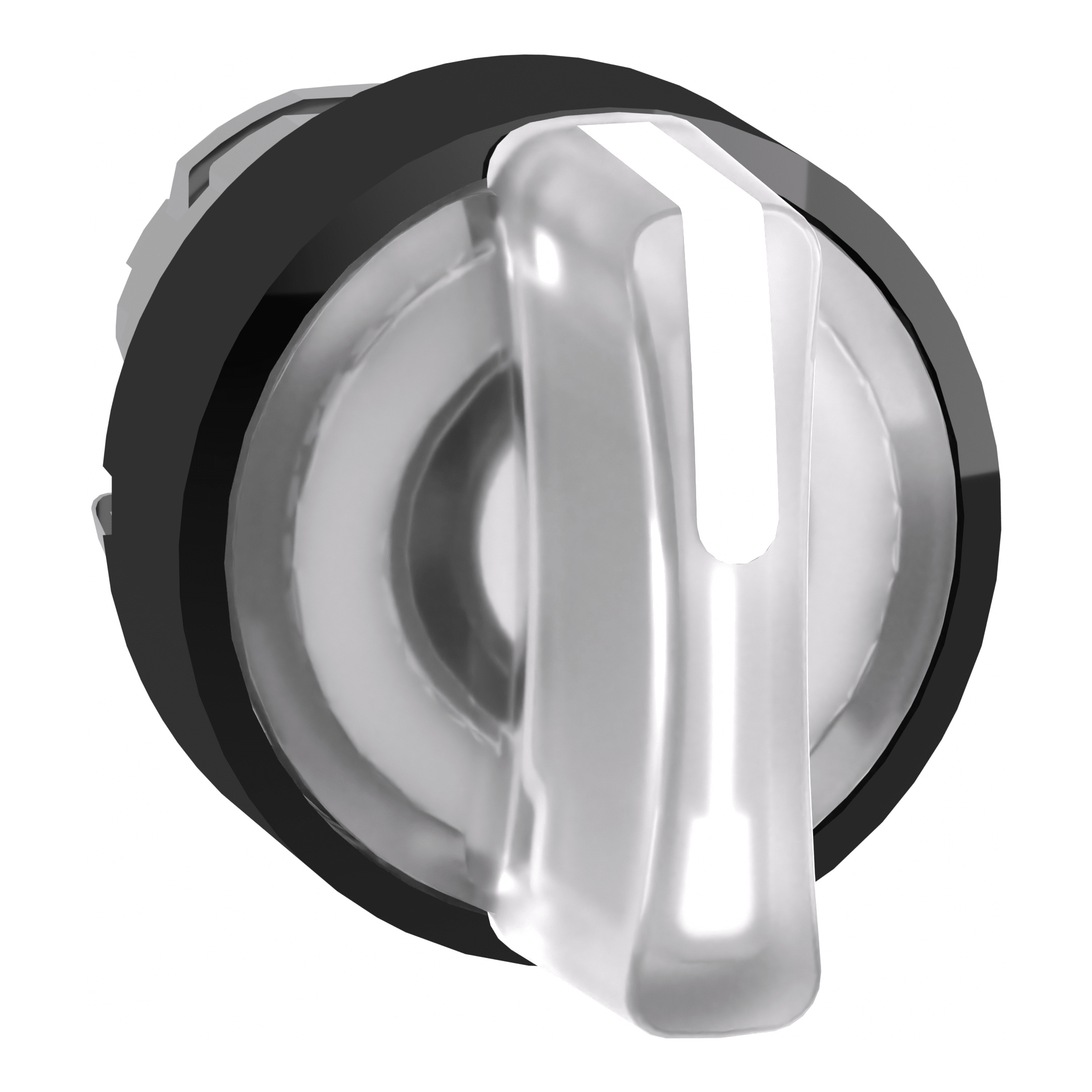 SCHNEIDER ELECTRIC - Testa selettore luminoso -Harmony XB4 - 3 posizioni Ø22 - bianco- per LED universale - ghiera nera, metallo