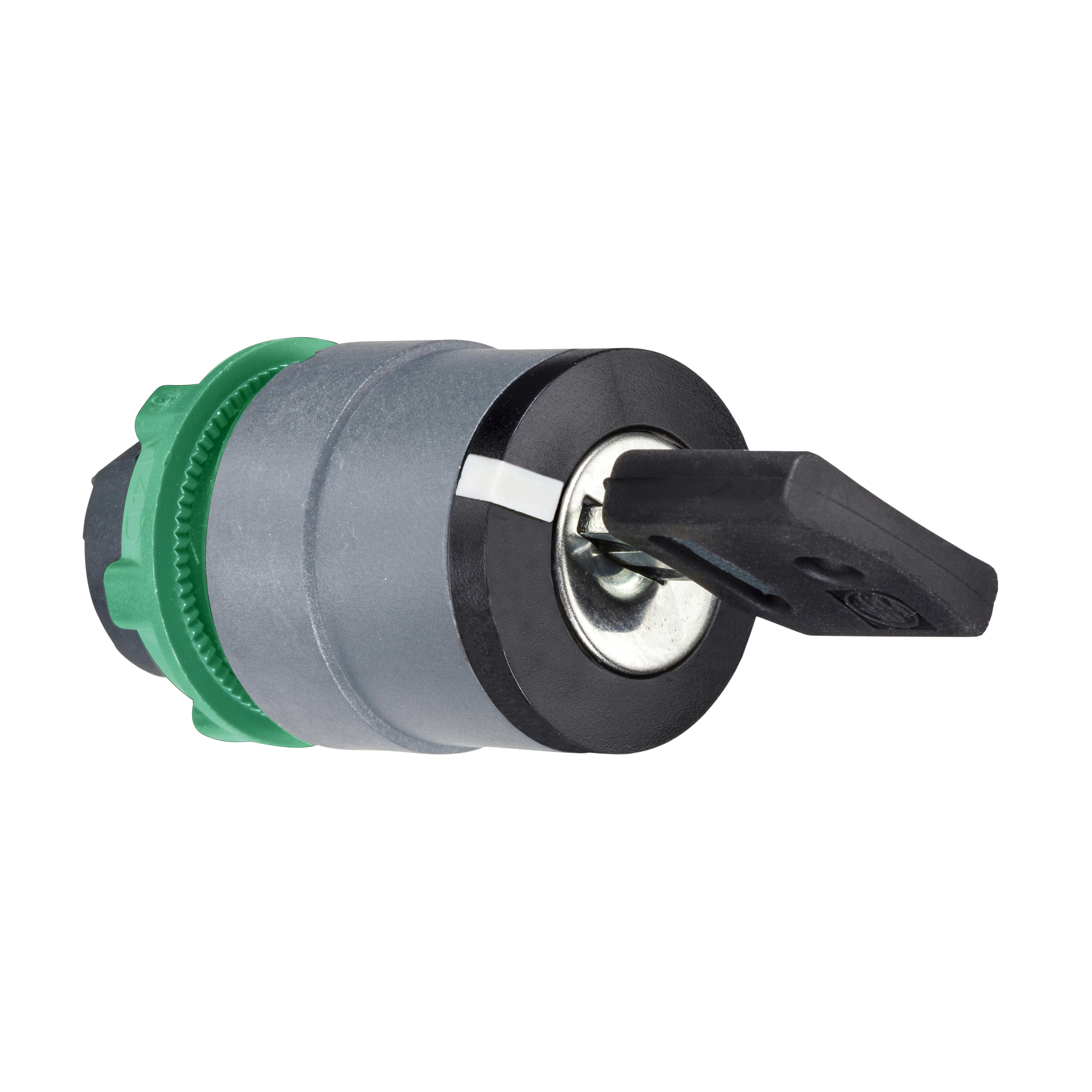SCHNEIDER ELECTRIC - Testa selettore a chiave, Harmony XB5, plastica, nero,22mm, chiave 421E, 2 posizioni, con ritorno da destra a sinistra ghiera grigia ZB5AG612C0