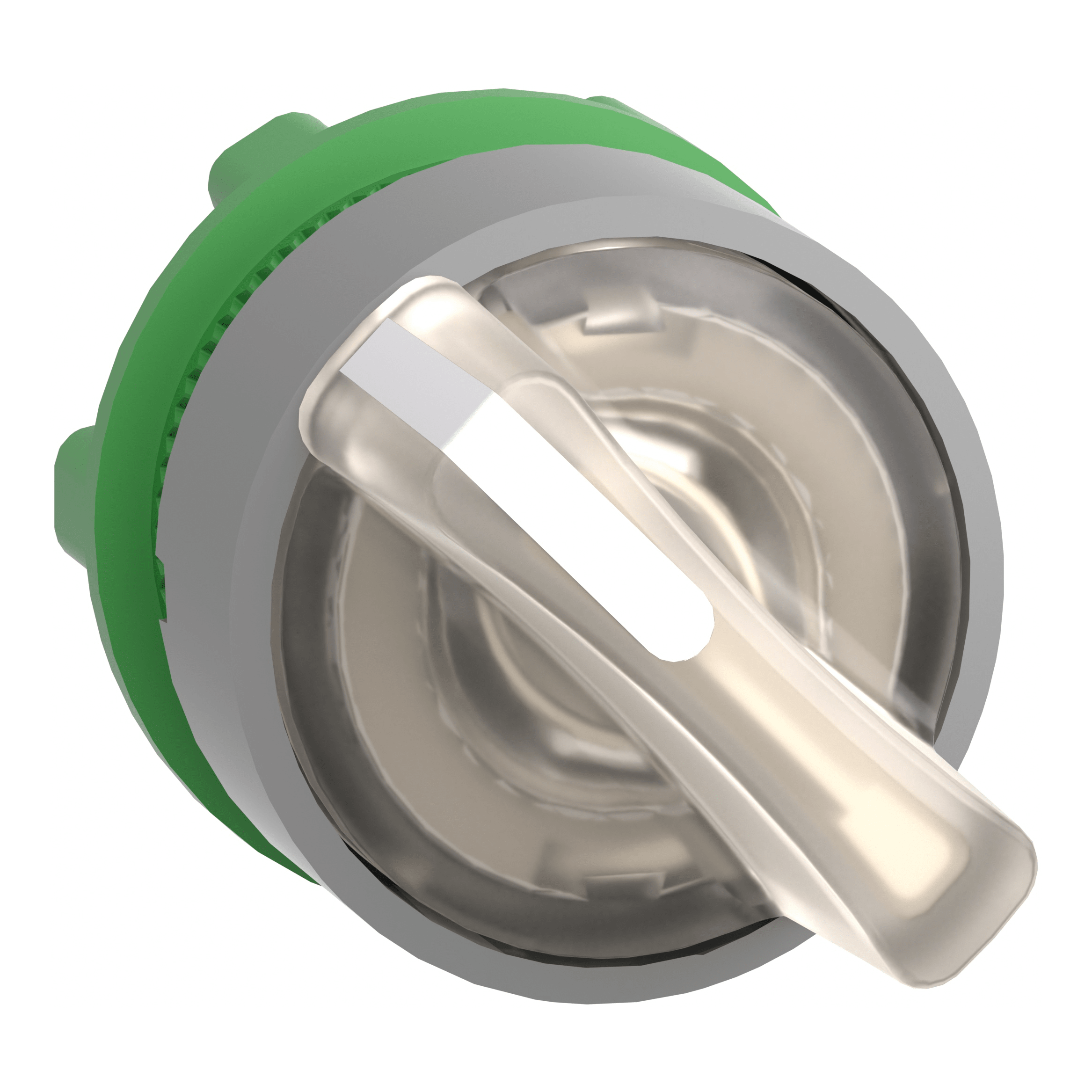 SCHNEIDER ELECTRIC - Testa selettore luminoso, Harmony XB5,  plastica, leva bianca, 22mm, per LED universale, 2 posizioni fisse,ghiera grigia ZB5AK1213C0