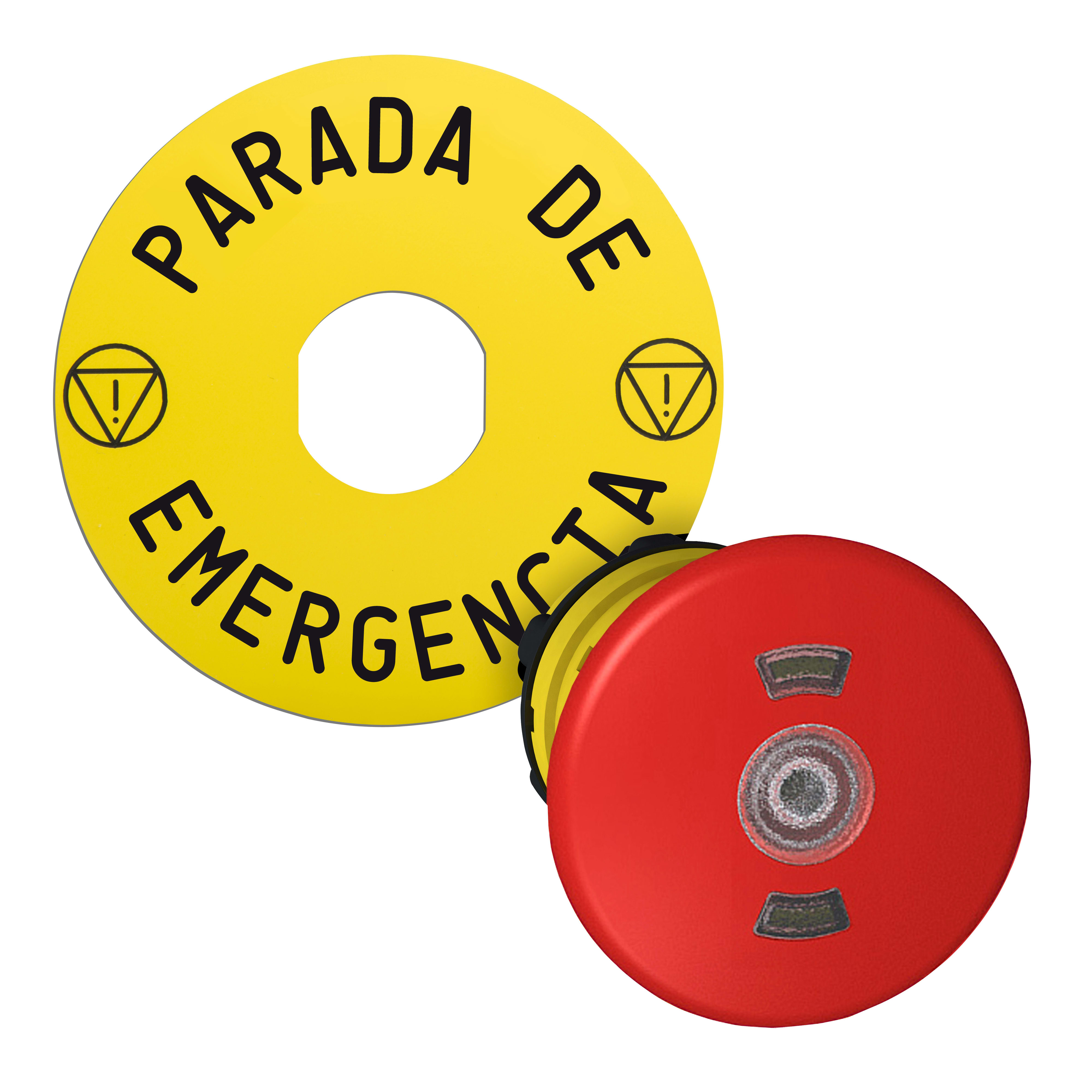 SCHNEIDER ELECTRIC - Testa pulsante arresto di emergenza luminoso, Harmony XB5, Harmony XALF, rosso Ø 40 pulsante luminoso con etichetta gialla