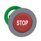 SCHNEIDER ELECTRIC - Testa pulsante filopannello, Harmony XB5, plastica, rosso, 30mm, ad impulso, marcatura STOP, ghiera grigia