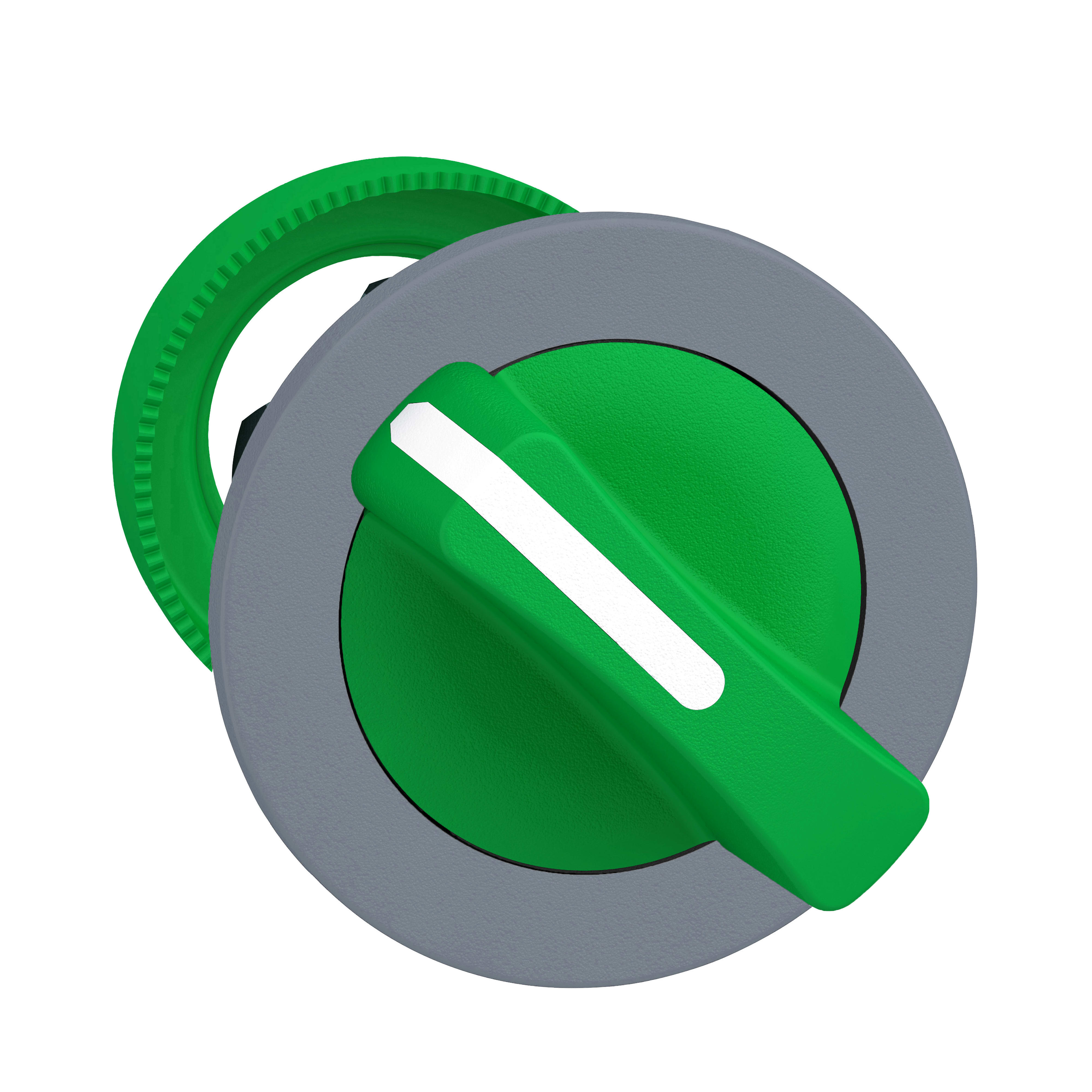 SCHNEIDER ELECTRIC - Testa selettore, Harmony XB5, filopannello, leva verde, 2 posizioni fisse, ghiera grigia ZB5FD203C0