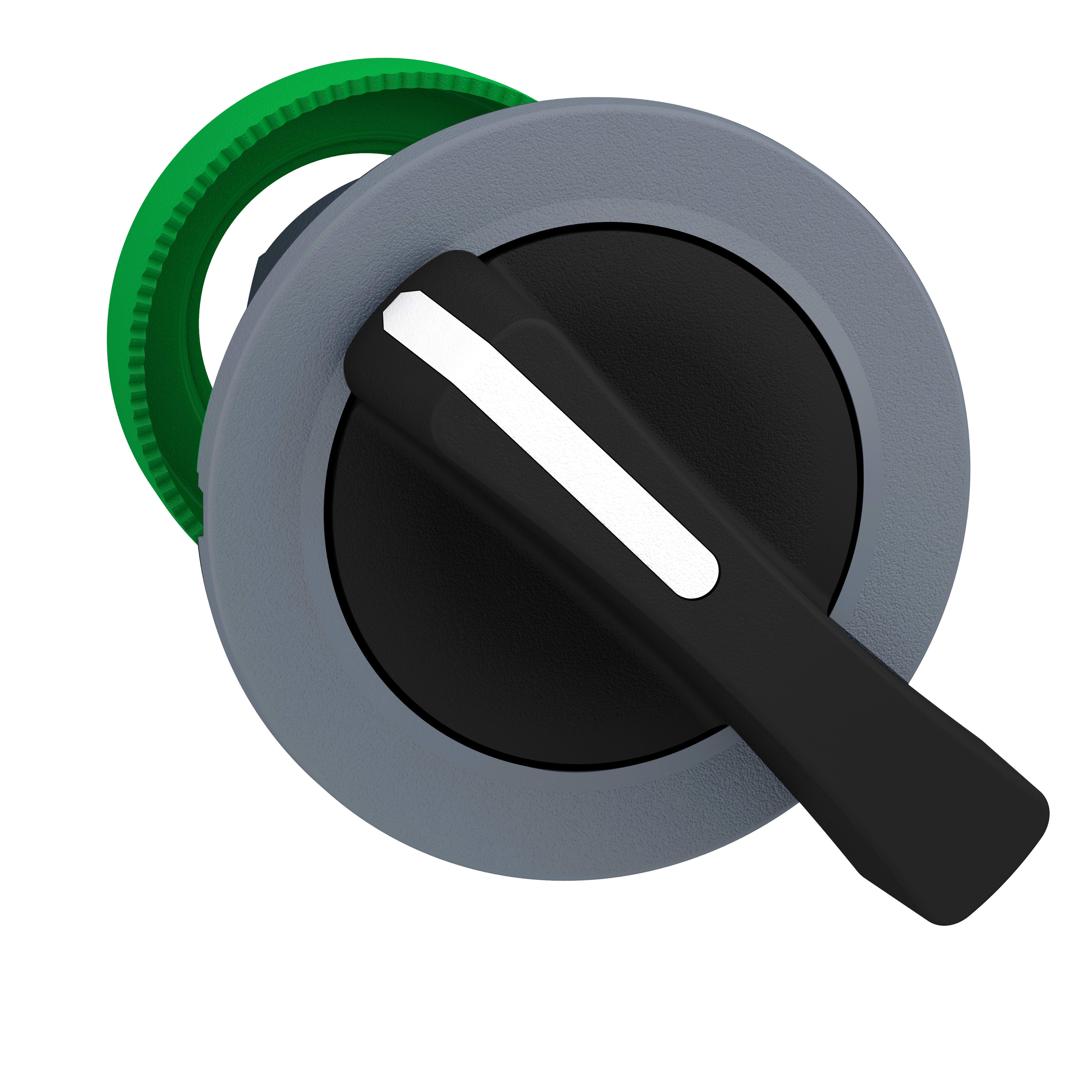 SCHNEIDER ELECTRIC - Testa selettore, Harmony XB5, filopannello,30mm,  leva lunga nera,  3 posizioni con ritorno da destra al centro, ghiera grigia