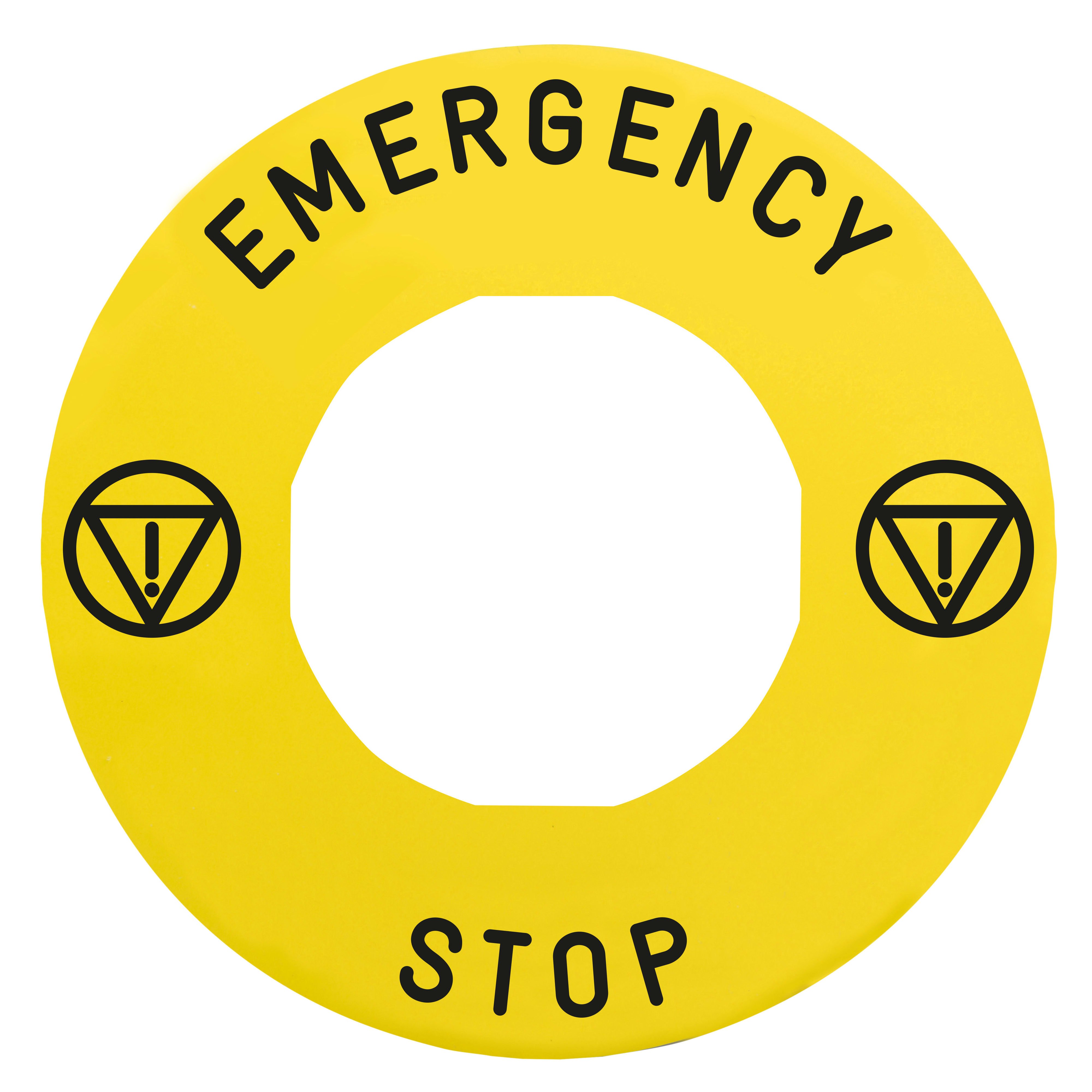 SCHNEIDER ELECTRIC - Etichetta circolare Ø60 - Harmony XB4, XB5 per arresto emergenza - gialla - per guardia telescopica lucchettabile,EMERGENCY STOP ISO13850