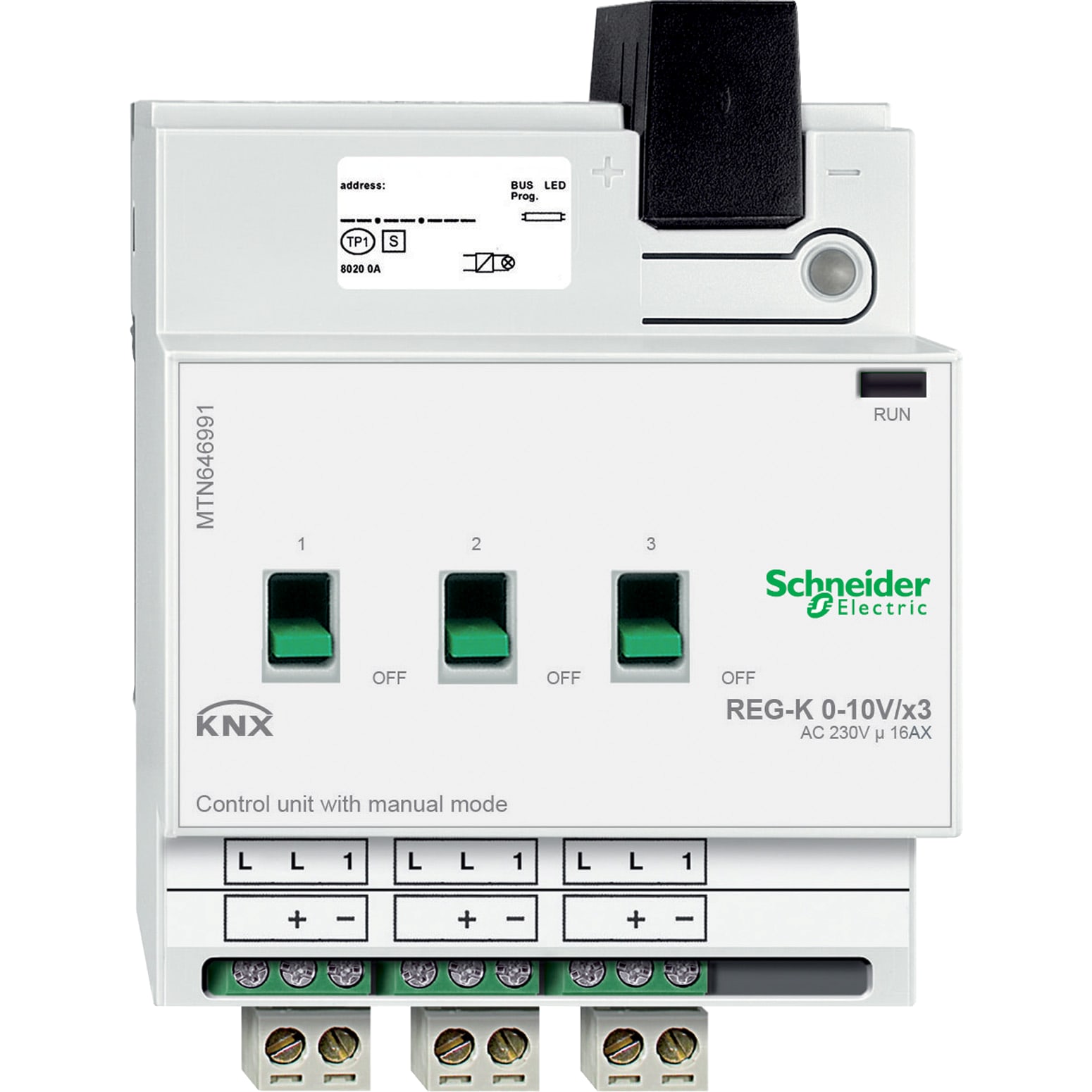 SCHNEIDER ELECTRIC - Unità di comando 0-10 V REG-K 3 canali con modalità manuale MTN646991