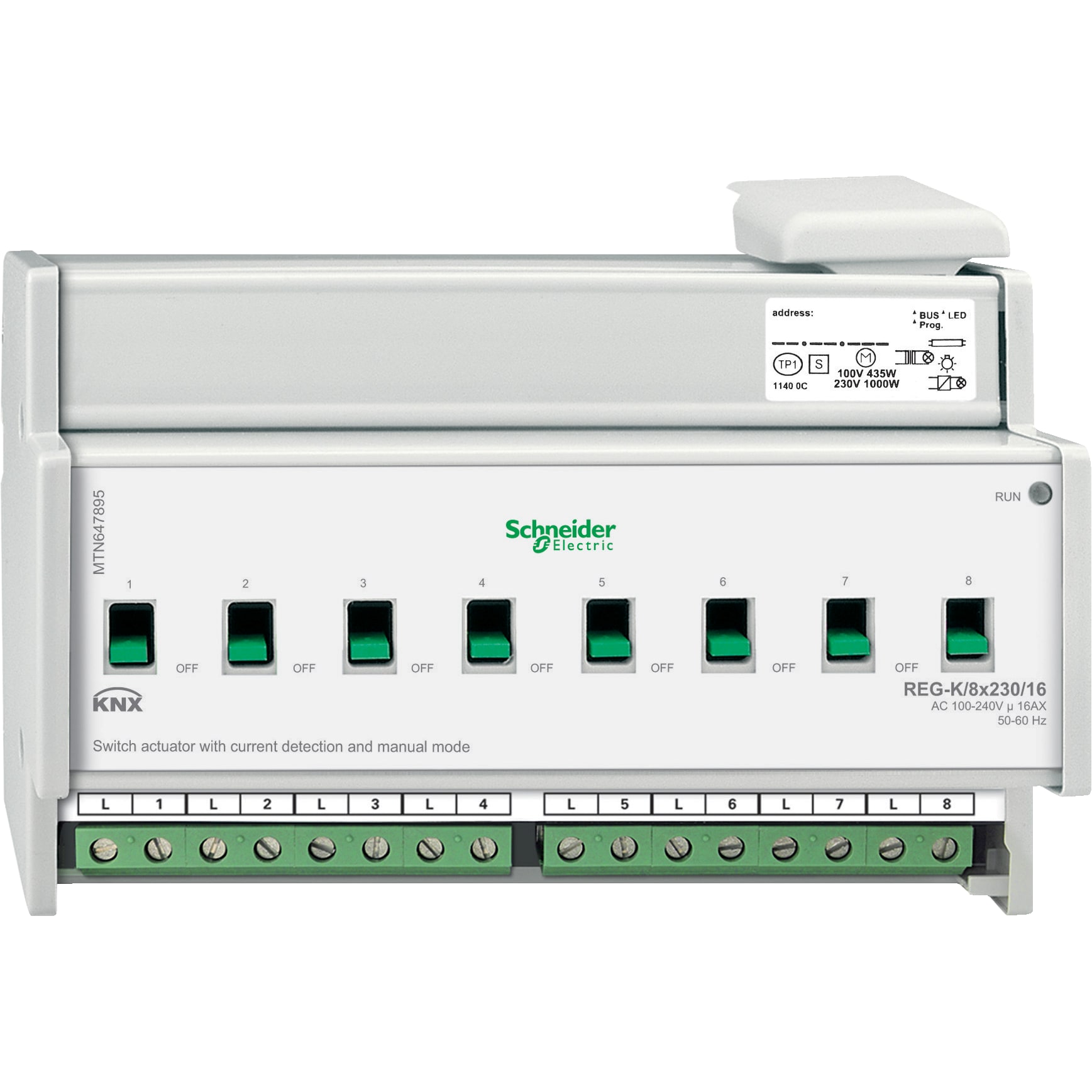 SCHNEIDER ELECTRIC - Attuatore di commutazione REG-K/8x230/16 con modalità manuale e rilev corrente