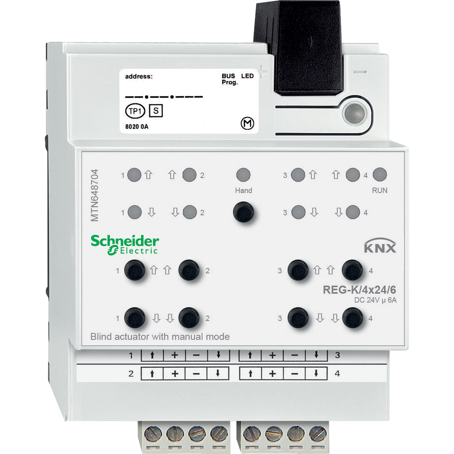 SCHNEIDER ELECTRIC - Attuatore veneziane REG-K/4x24/6 con modalità manuale MTN648704