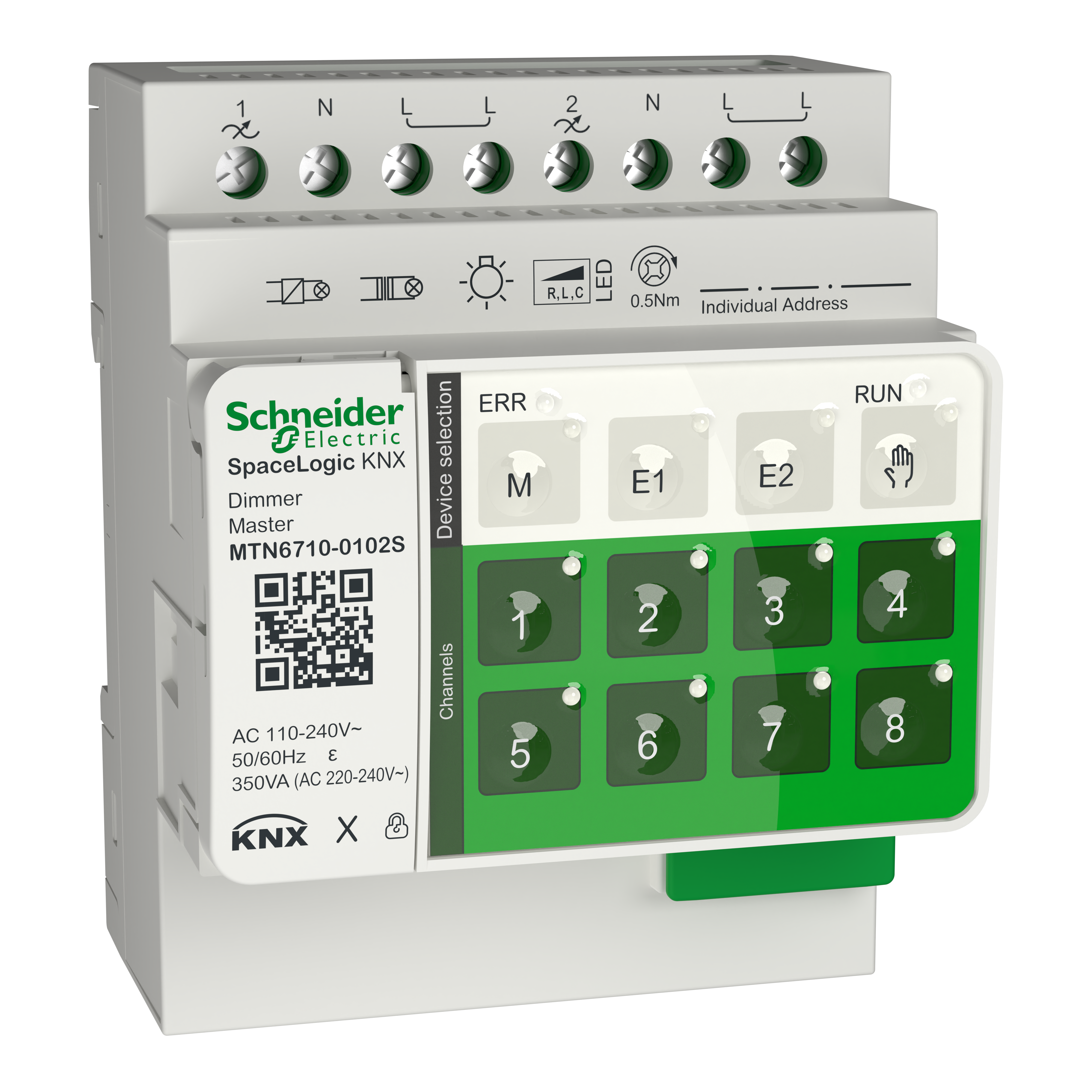SCHNEIDER ELECTRIC - Attuatore KNX, SpaceLogic KNX, SpaceLogic KNX, 2ch Dimmer universale MTN6710-0102S