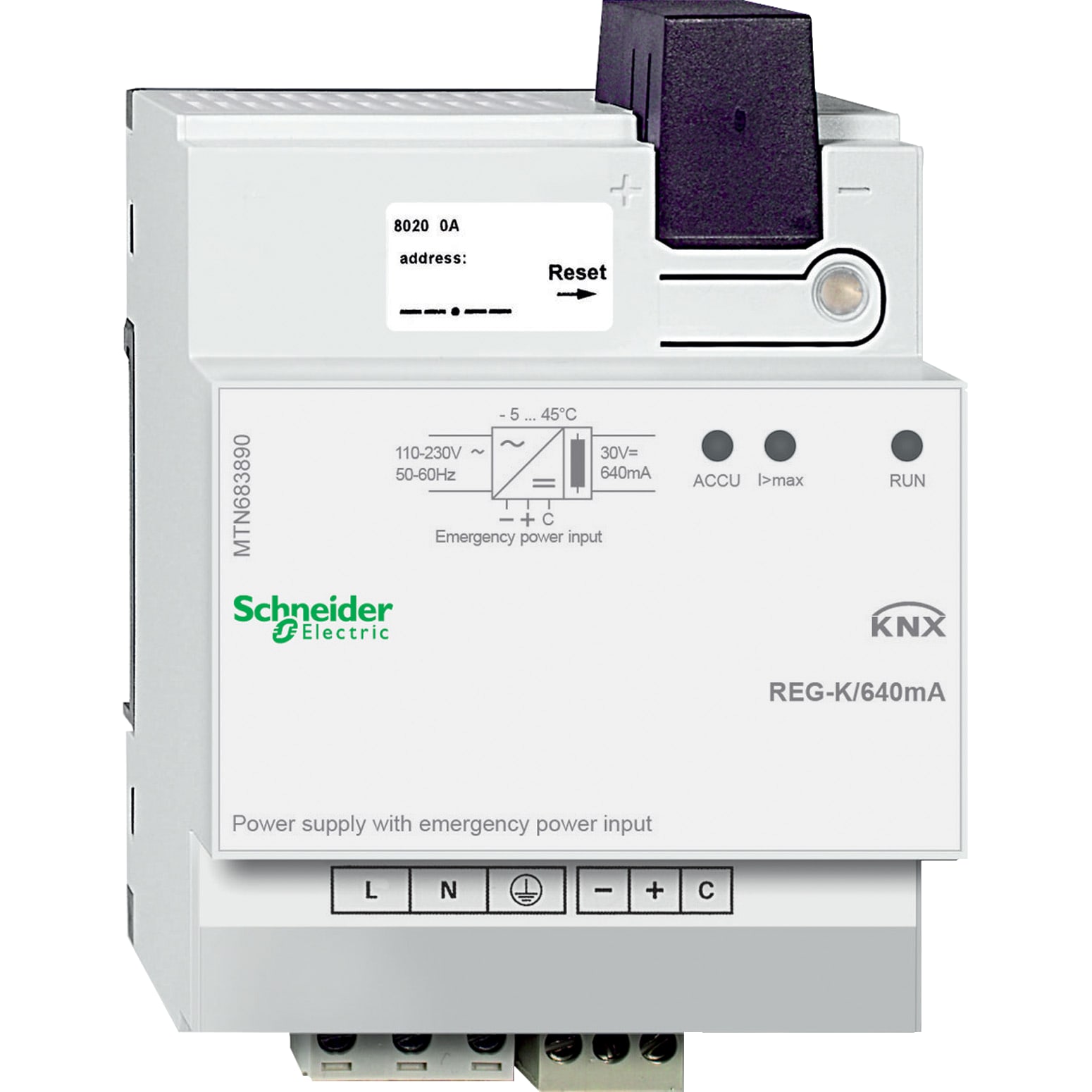 SCHNEIDER ELECTRIC - Alimentatore KNX REG-K/640 mA con ingresso di emergenza MTN683890
