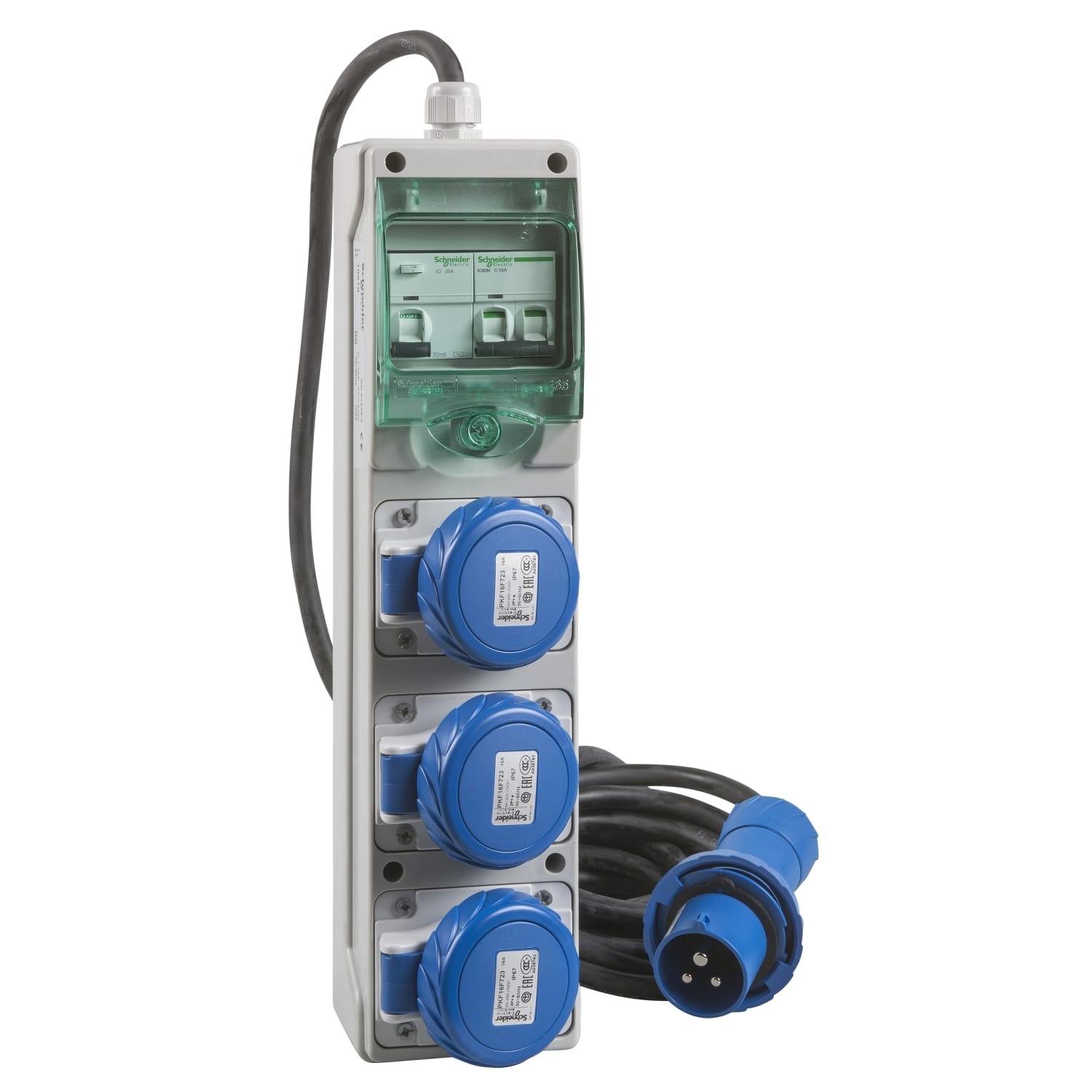 SCHNEIDER ELECTRIC - MiniQuadro mobile ASC IP65 - 4 moduli - 3 prese da incasso