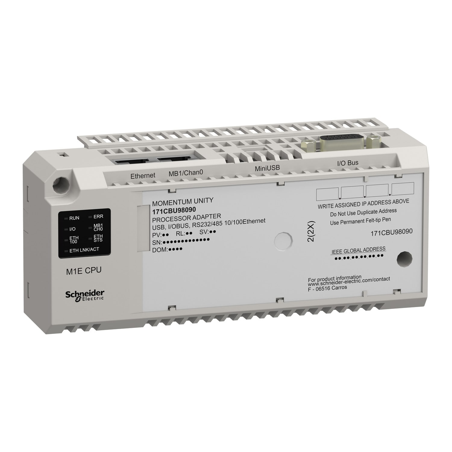 SCHNEIDER ELECTRIC - Processore Unity M1E - RS232/485 - Ethernet - USB - Bus I/O