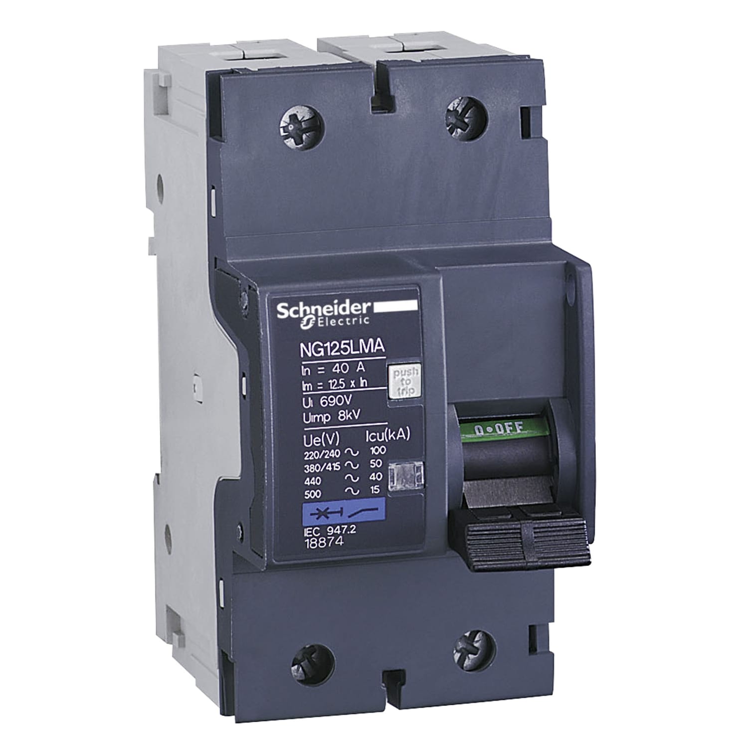 SCHNEIDER ELECTRIC - Interruttore solo magnetico NG125L 2P MA 63A 50kA