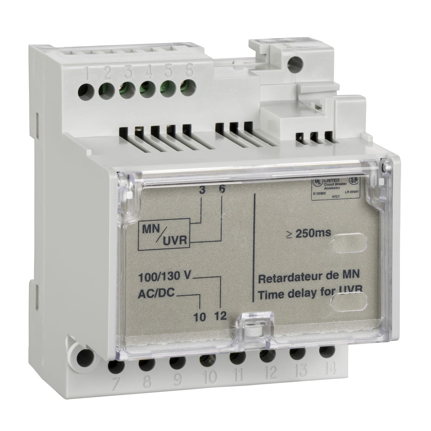SCHNEIDER ELECTRIC - Relè temp. ritardo non regolabile - Per sganciatore MN - 200/250 V CA/CC