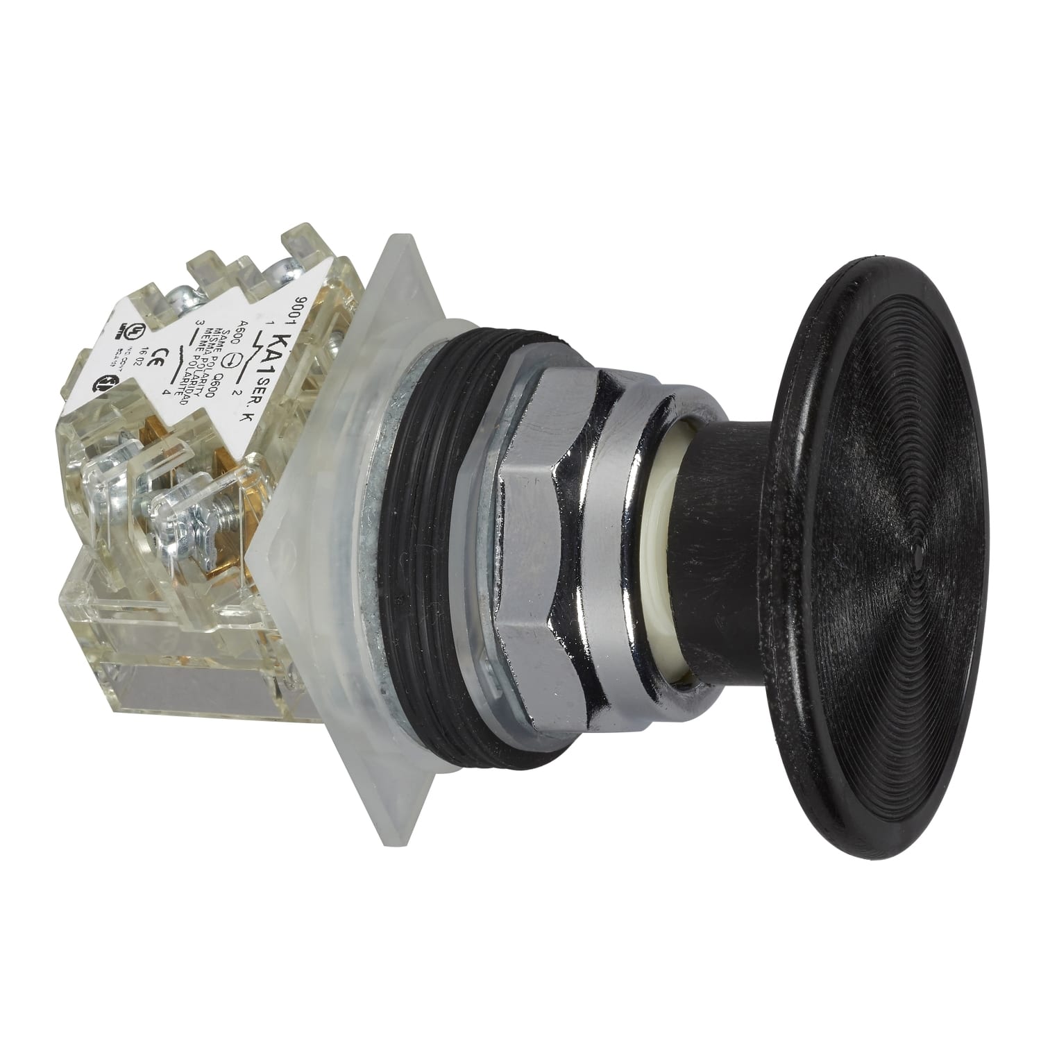 SCHNEIDER ELECTRIC - Pulsante Ø30 - lunetta metallo - testa a fungo Ø57mm - nero - 1NC/NO