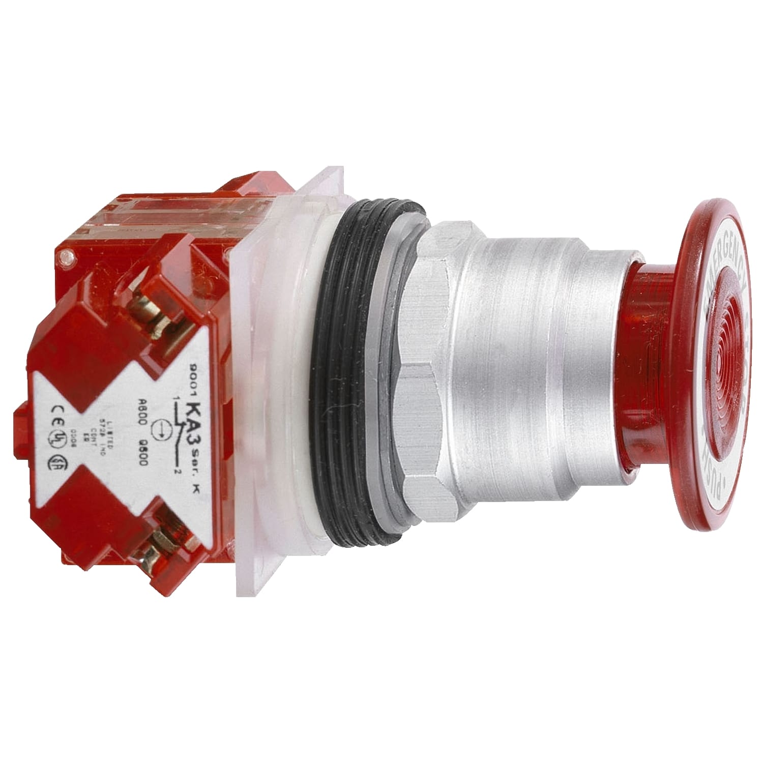 SCHNEIDER ELECTRIC - Pulsante Ø30 - lunetta metallo - testa a fungo Ø57mm - rosso - TIRARE - 1NC