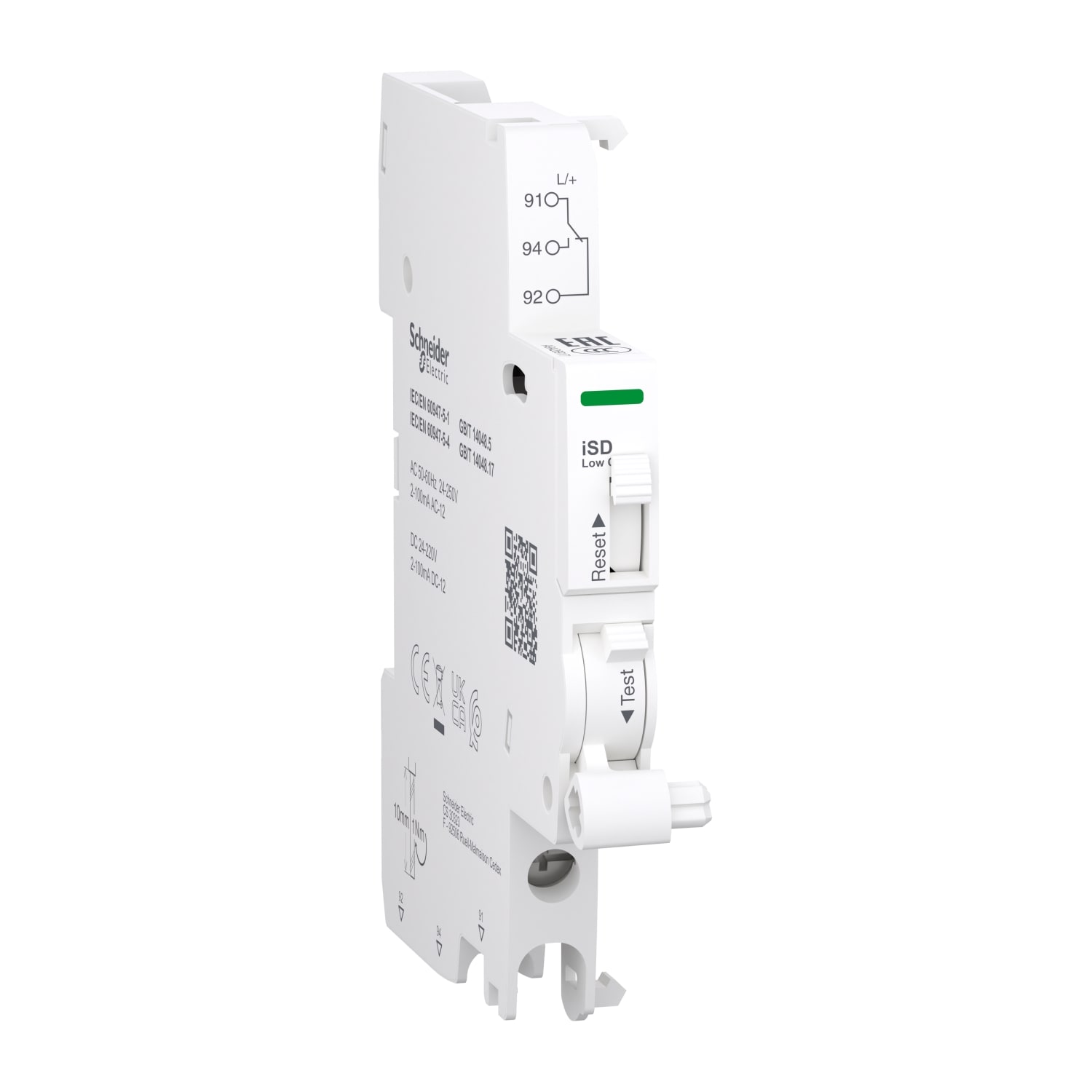 SCHNEIDER ELECTRIC - Contatto ausiliario Acti9 iSD per iC40/iC60/iID/iSW-NA/RCA/ARA, 2mA to 100mA, connessione dal basso