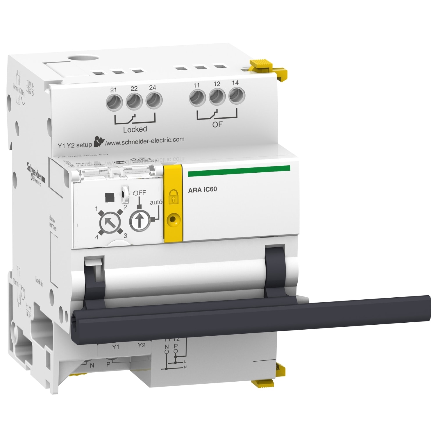 SCHNEIDER ELECTRIC - Ausiliaro riarmo automatico, Acti9, iC60, 3-4P, 4 programmi, 230 V CA, 50 Hz, contatti OF