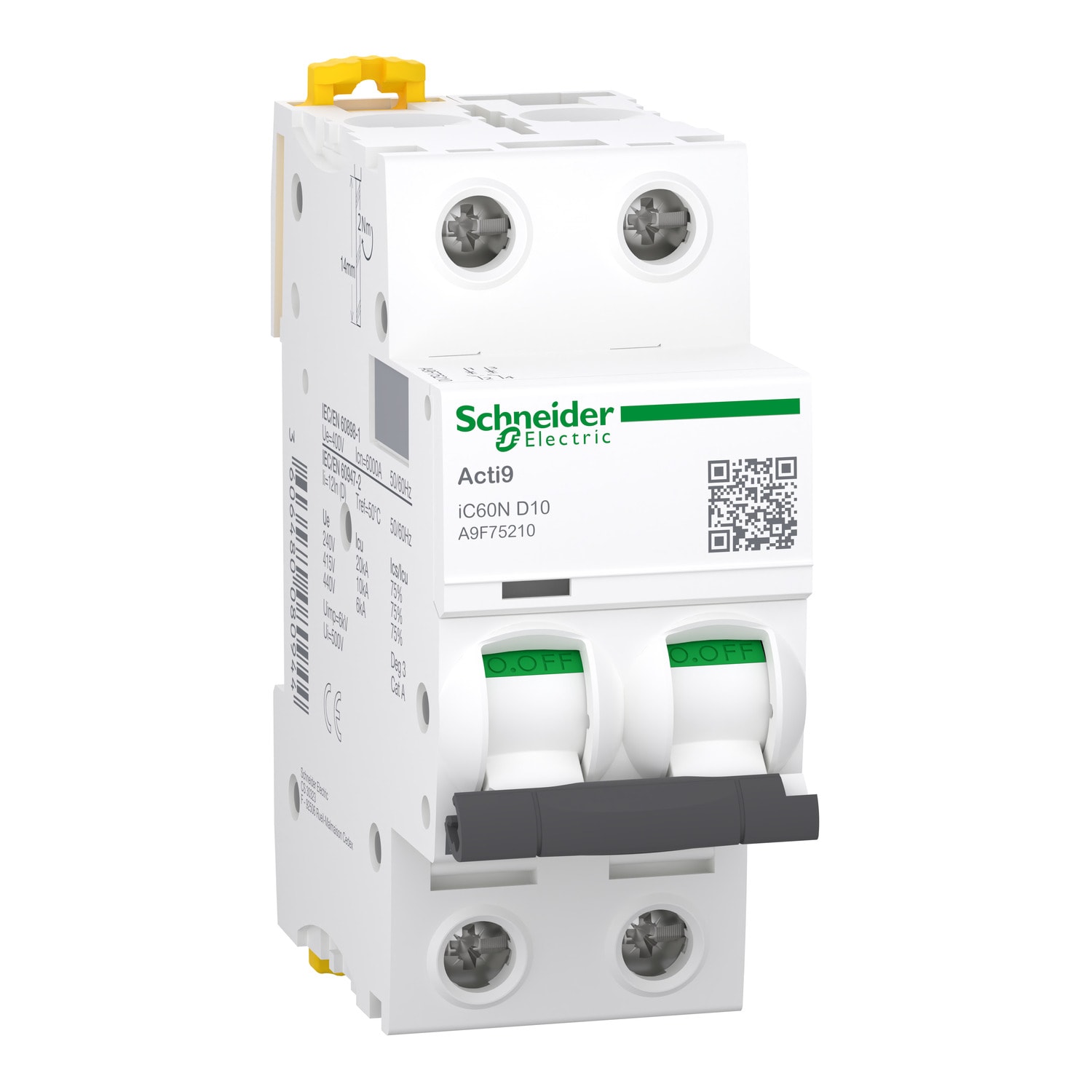 SCHNEIDER ELECTRIC - Interruttore magnetotermico iC60N 2P D 10A 6000A