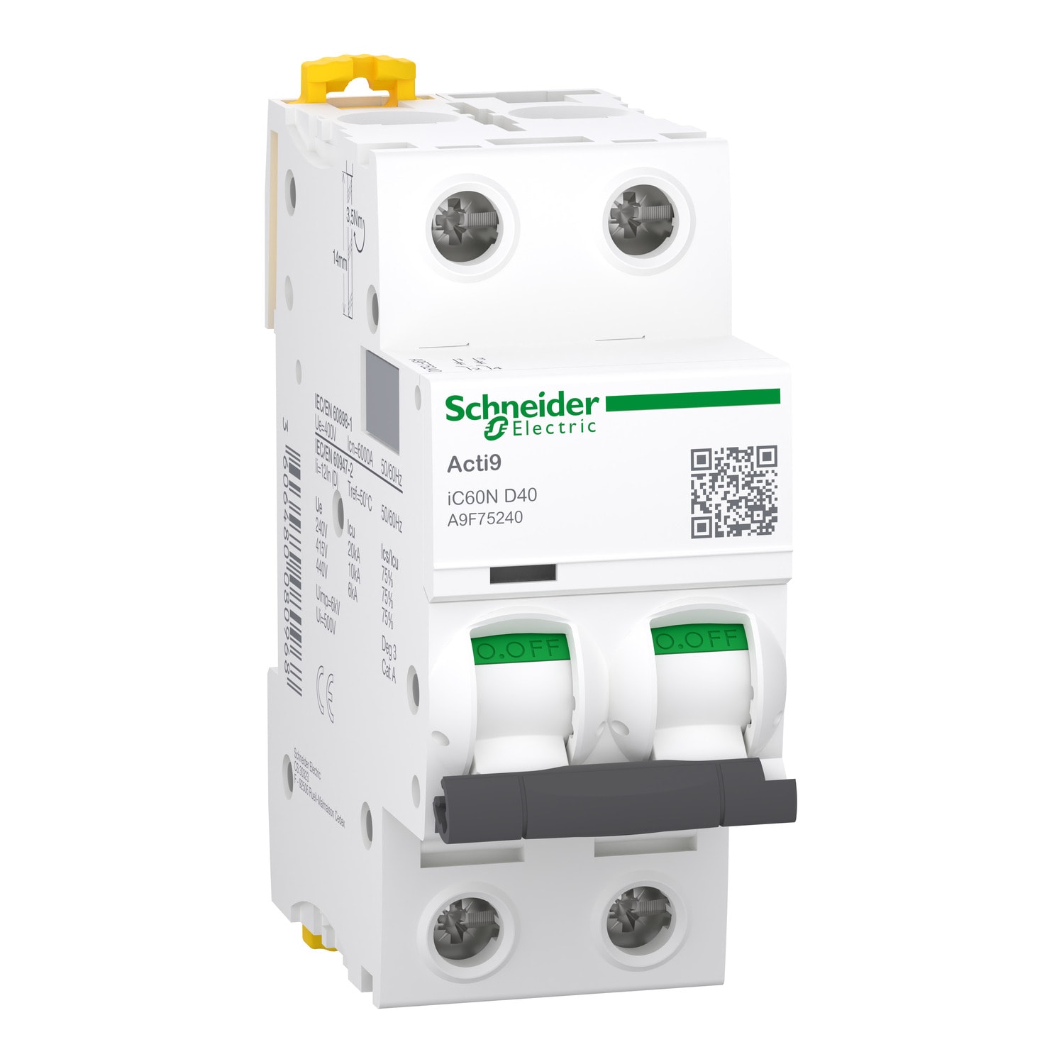 SCHNEIDER ELECTRIC - Interruttore magnetotermico iC60N 2P D 40A 6000A